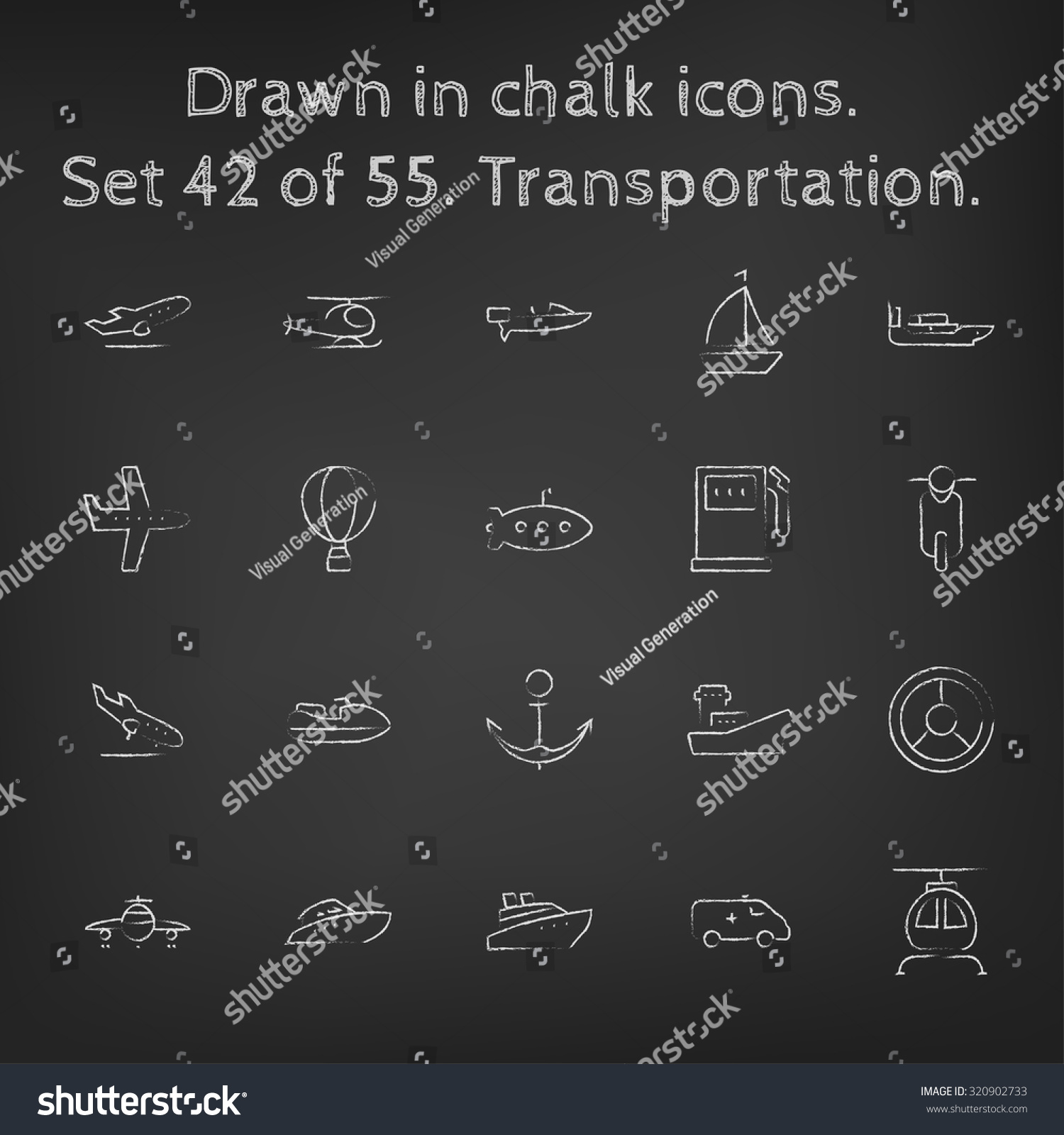 Transpotration Icon Set Hand Drawn Chalk 库存矢量图免版税320902733 Shutterstock