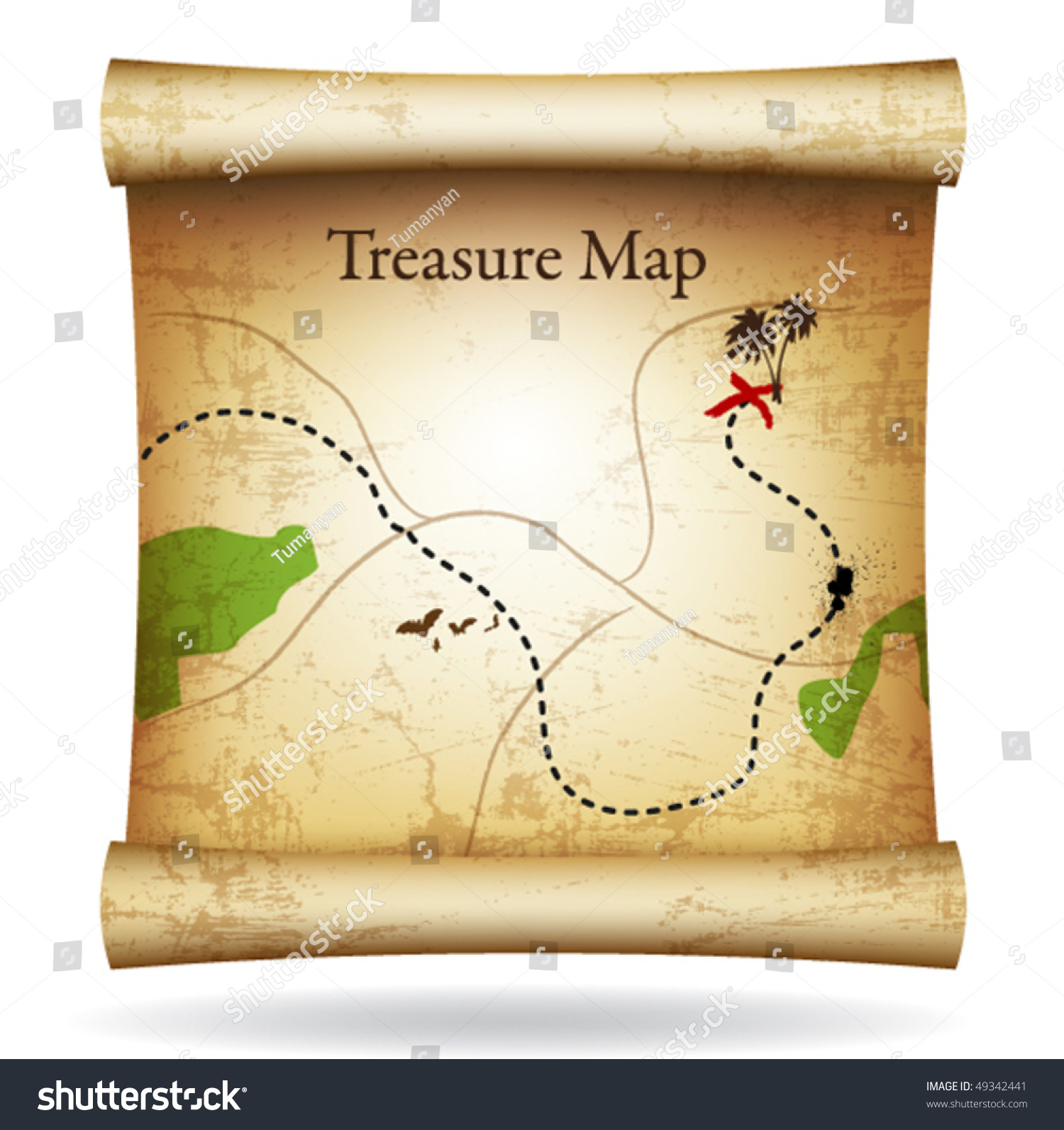 Treasure Map. Vector. - 49342441 : Shutterstock