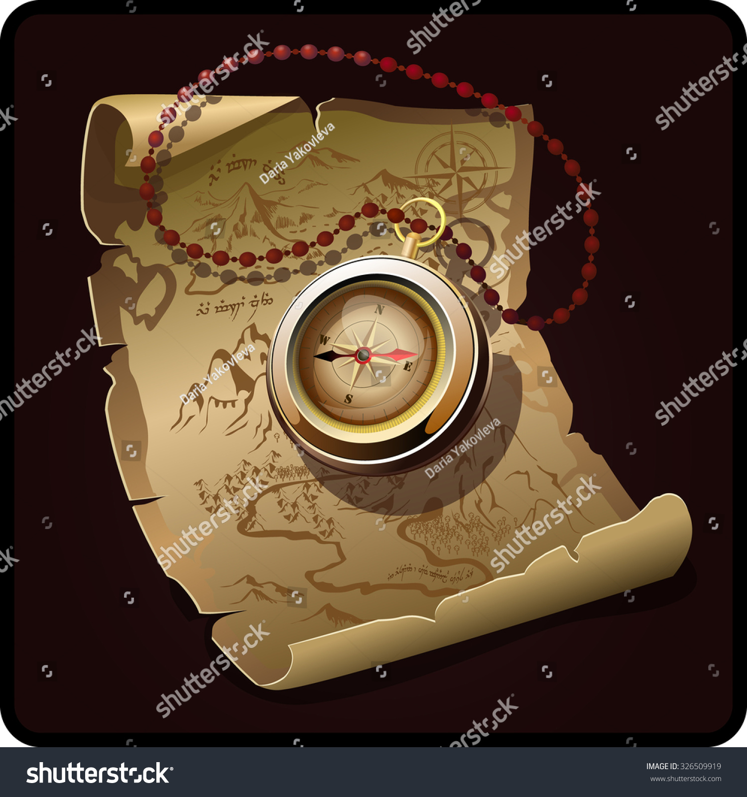 Treasure Map Compass Stock Vector 326509919 Shutterstock 6753