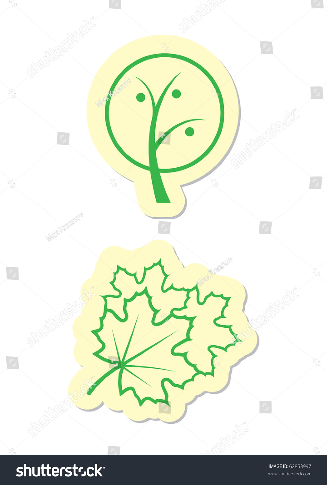 Tree And Maple Leaf Icons Stock Vector Illustration 62853997 : Shutterstock