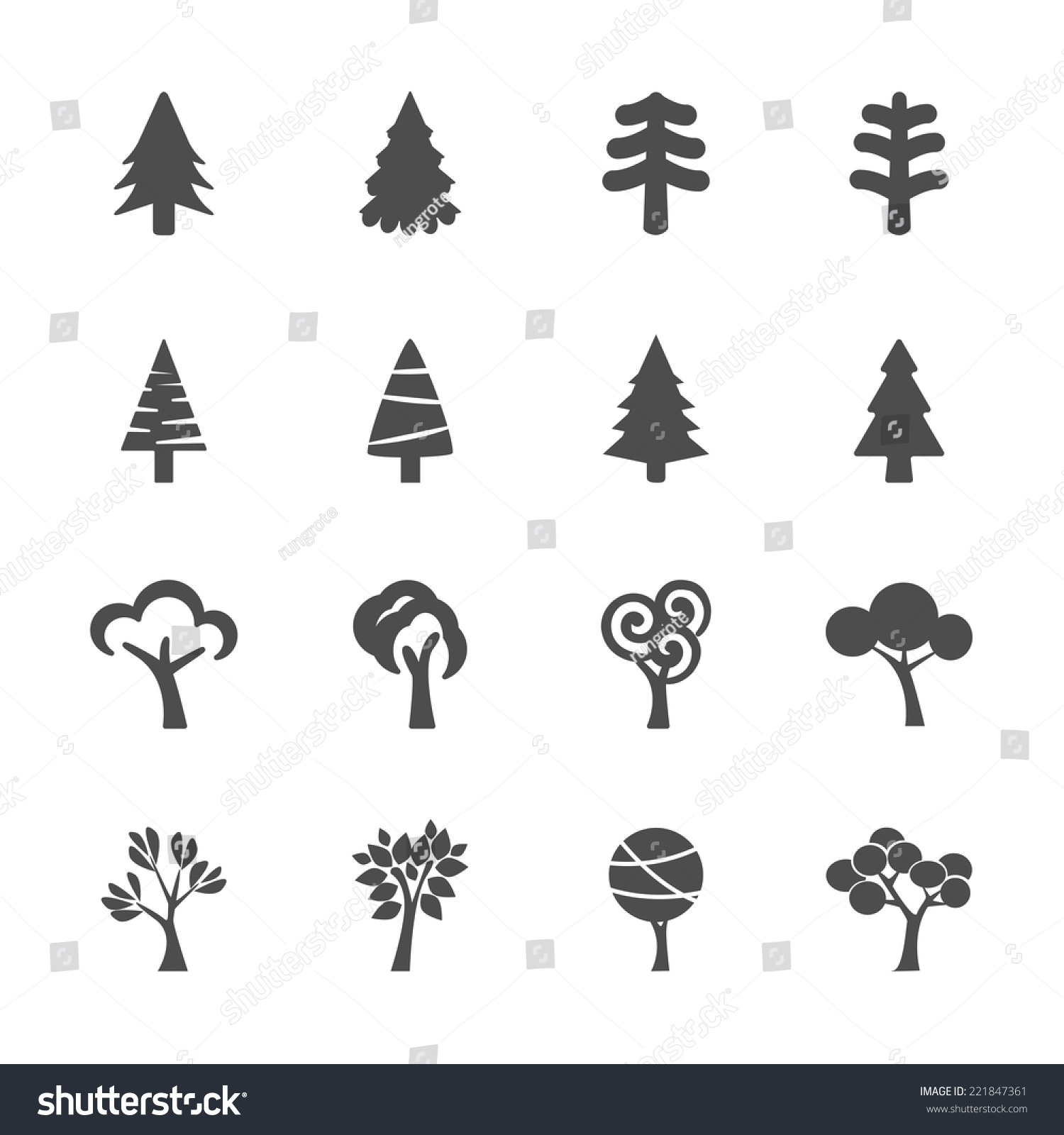 Tree Icon Set, Vector Eps10. - 221847361 : Shutterstock