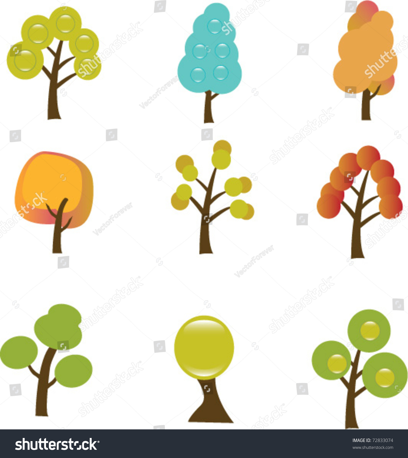 Tree Icons Stock Vector Illustration 72833074 : Shutterstock