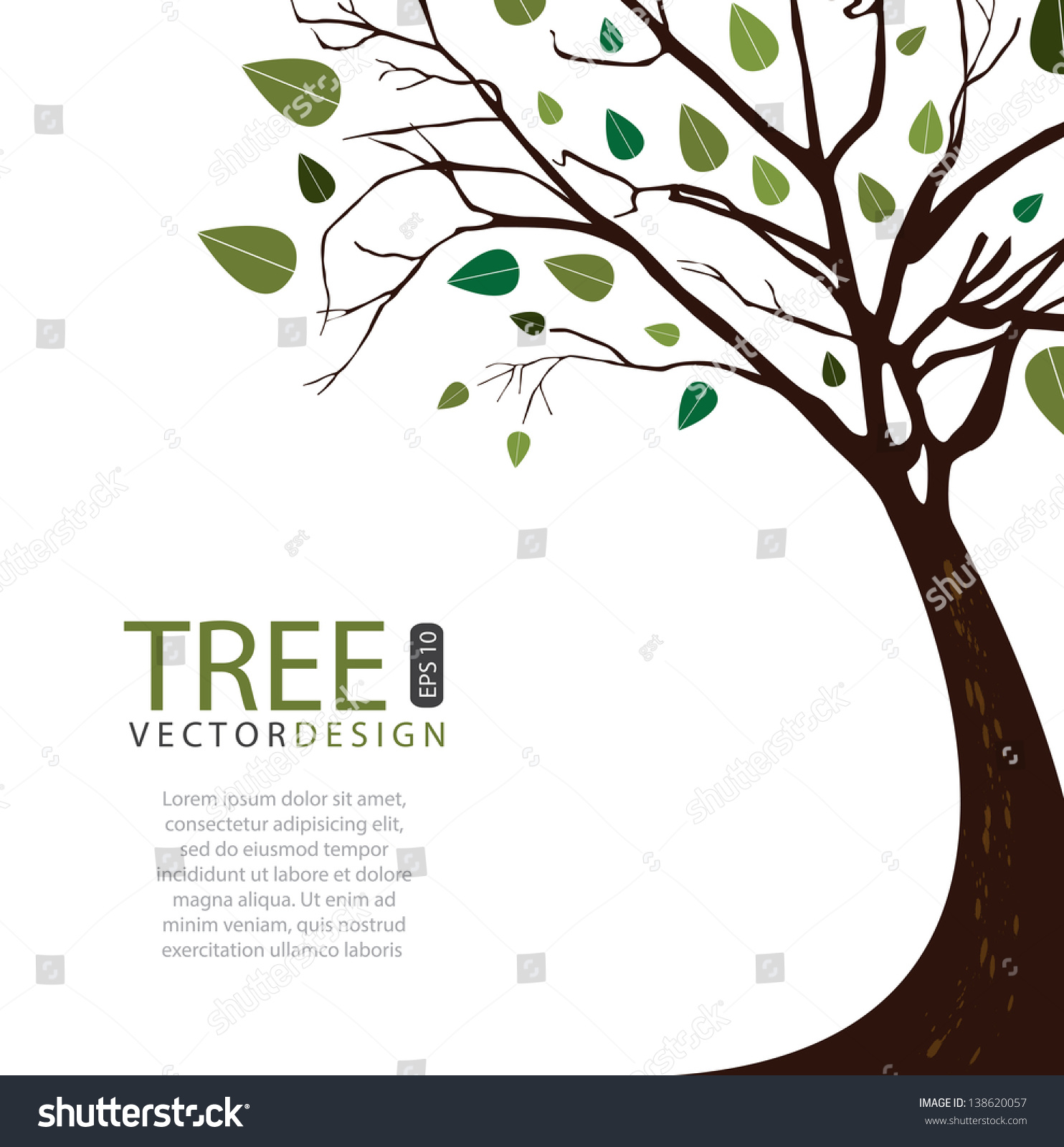 Tree Vector Design Over White Background Stock Vector 138620057