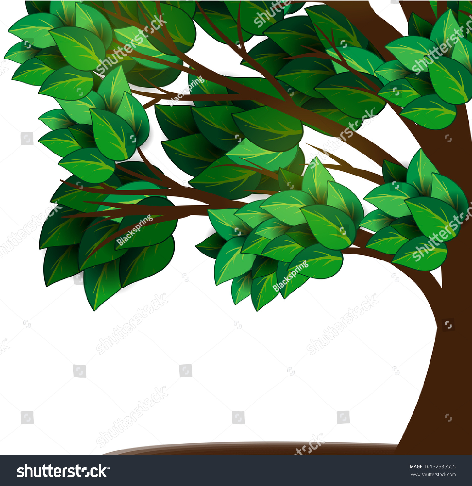 Tree With Green Leaves Stock Vector Illustration 132935555 : Shutterstock