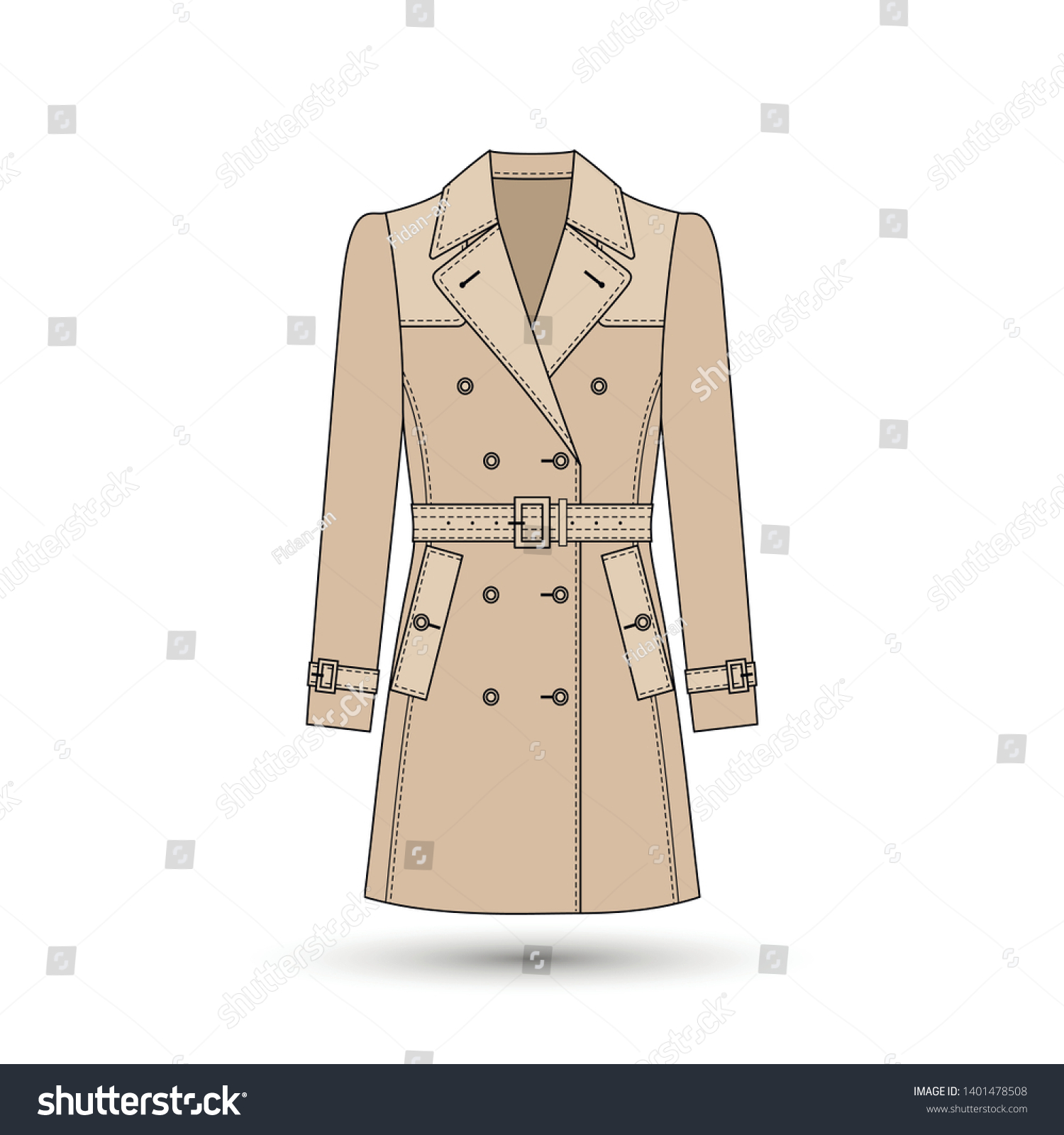 Trench Coat Icon Fashion Garment Symbol Stock Vector Royalty Free