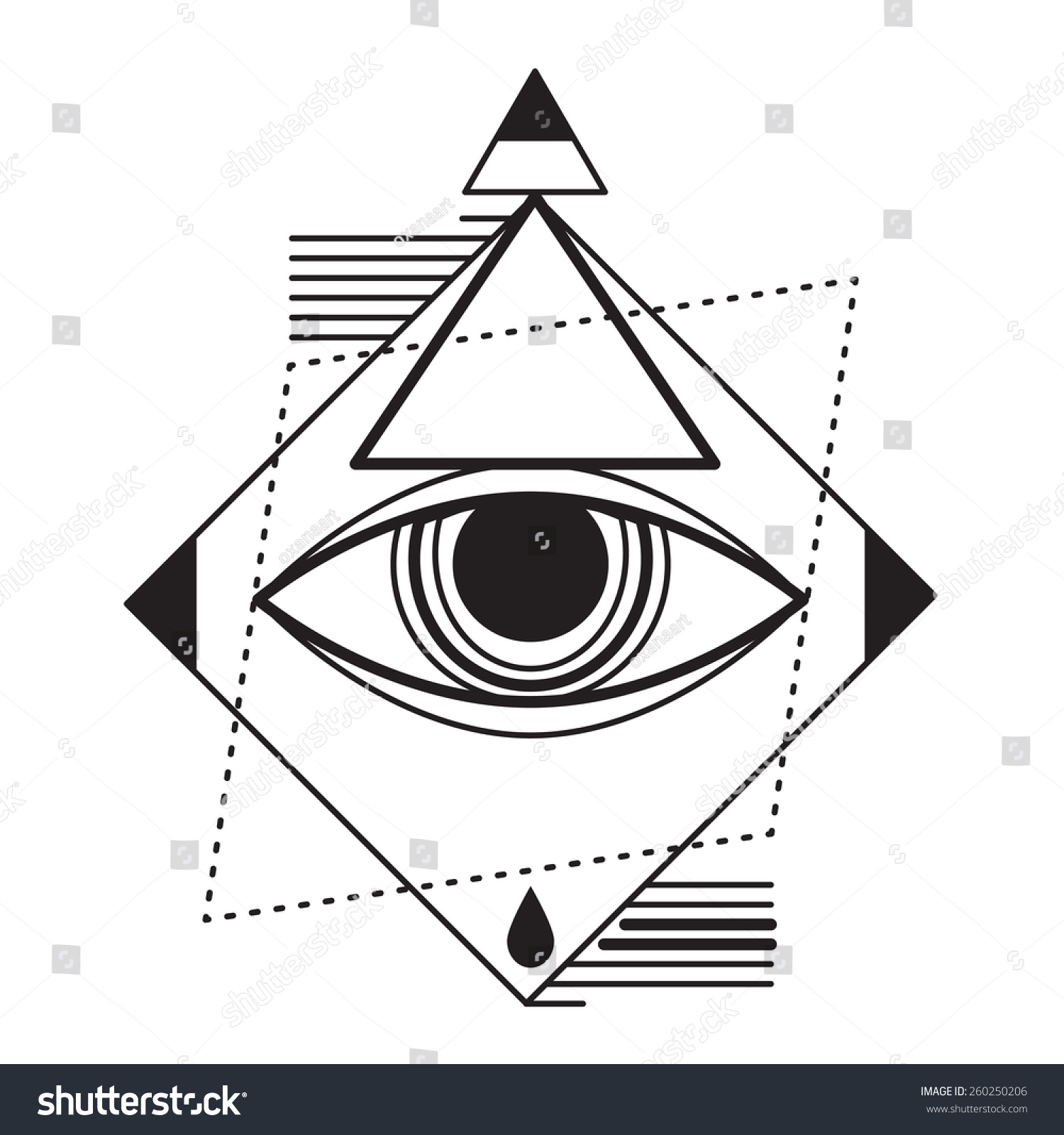 Stock Vector Trendy Style Geometric Tattoo Design Hipster Trend Symbolic Meaning With Eye And Triangle Geometric Tattoo Design Geometric Tattoo Tattoo Designs