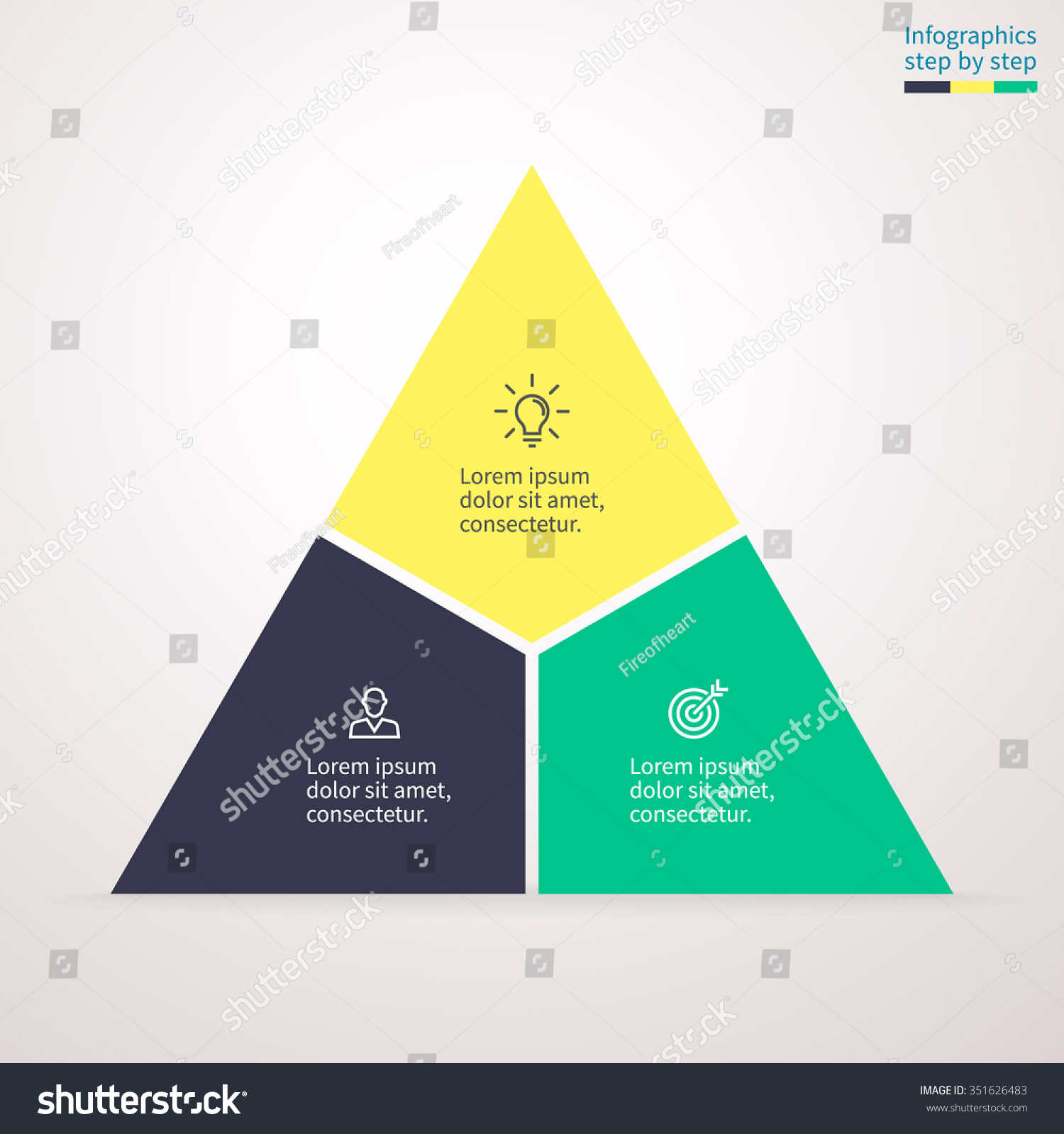 Triangle Diagram Chart Graph 3 Steps Stock Vector 351626483 Shutterstock