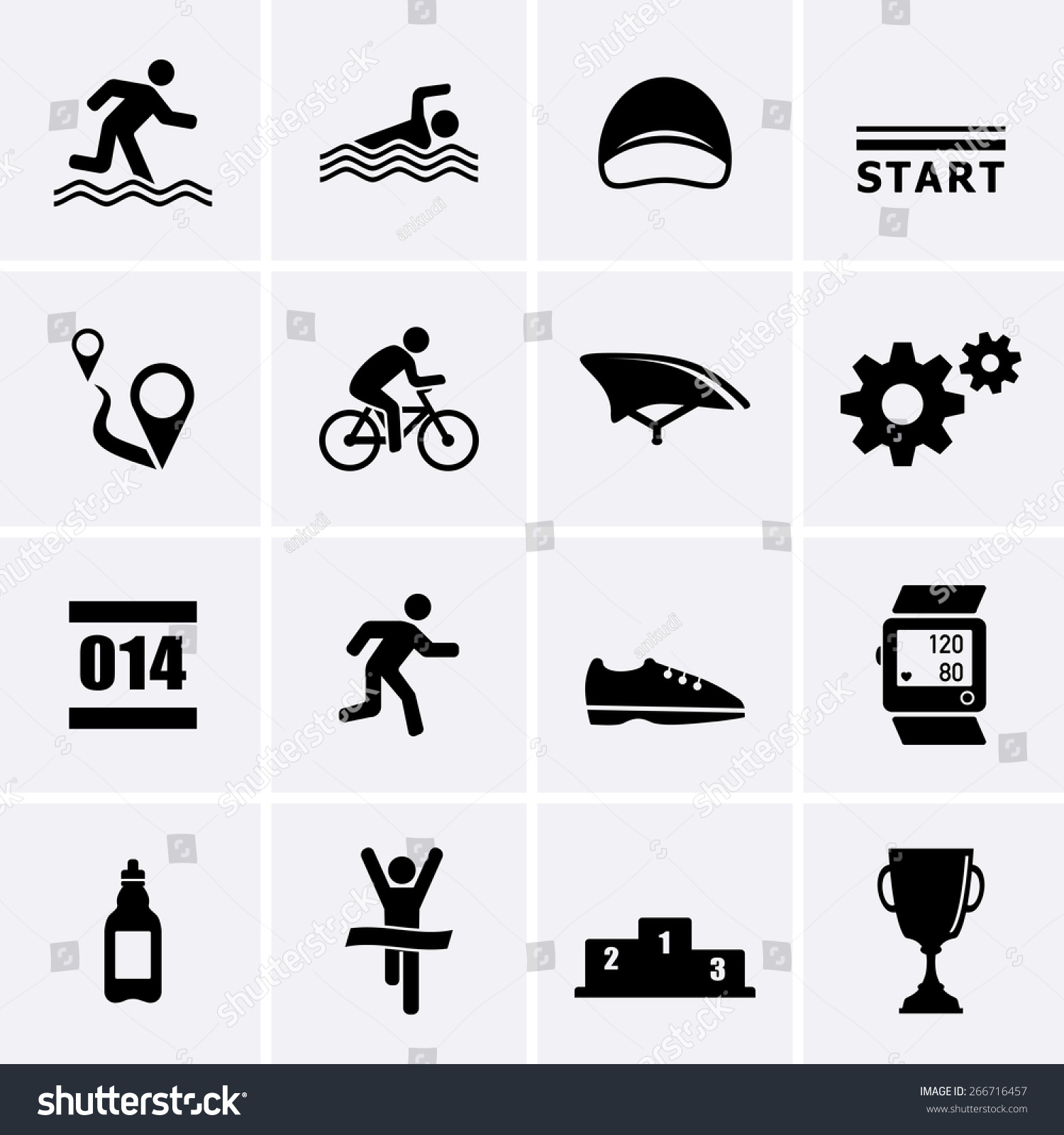 Triathlon Sport Icons Stock Vector Illustration 266716457 : Shutterstock