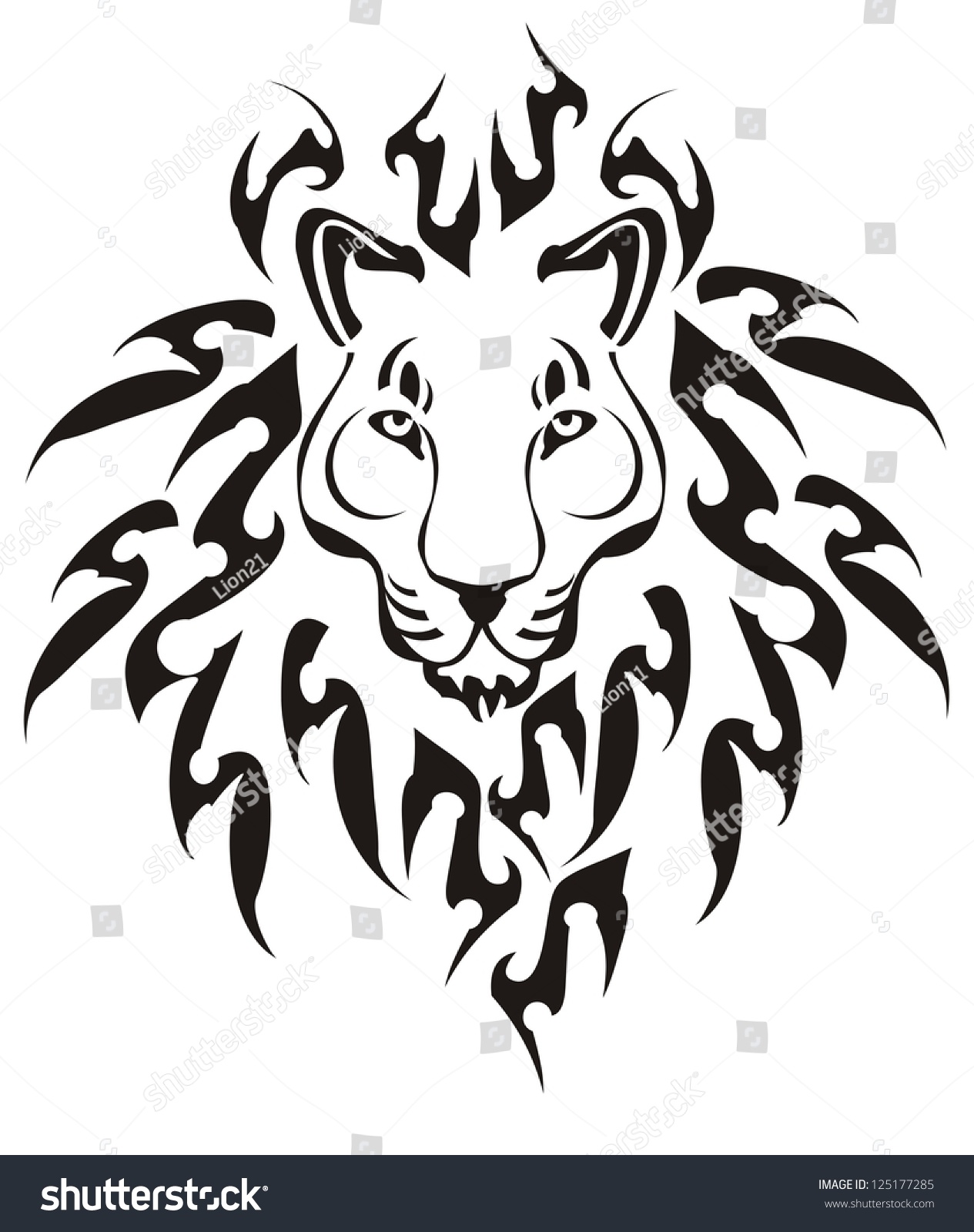 Tribal Lion Head, Vector - 125177285 : Shutterstock