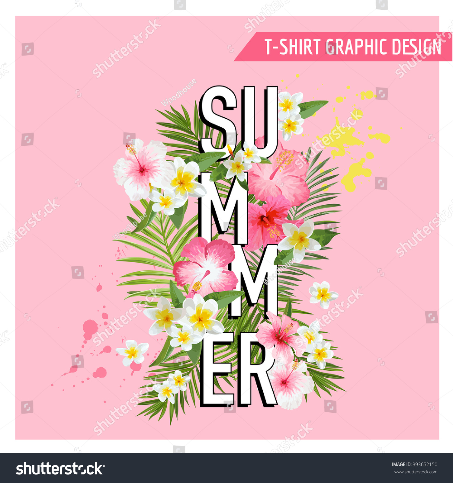 Tropical Flowers and Leaves Background Summer Design Vector T-shirt Fashion Graphic Tropical Flowers and Leaves Background Summer Design Vector T-shirt Fashion Graphic