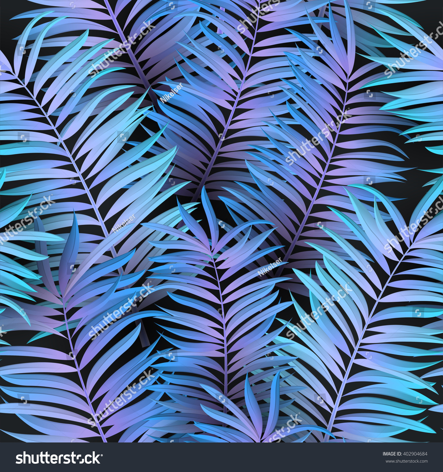 Tropical Palm Leaves Seamless Pattern Vector Vector De Stock Libre De