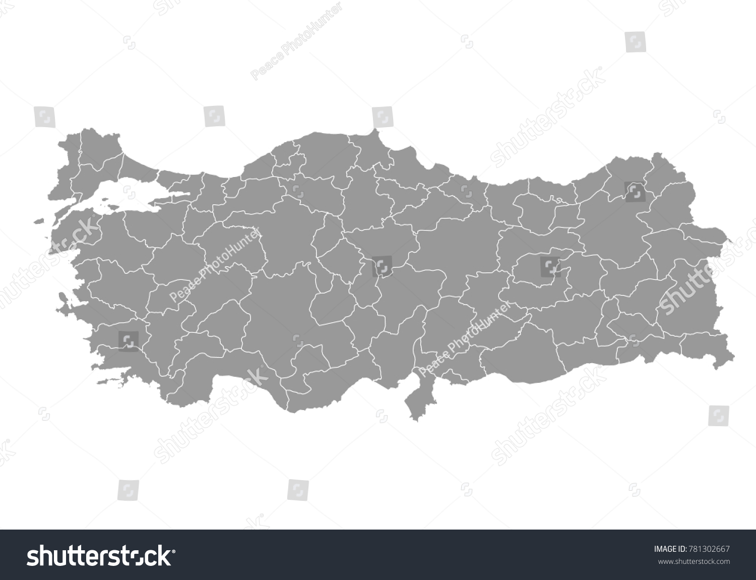 Turkey Map High Detailed Map Turkey Stock Vector Royalty Free