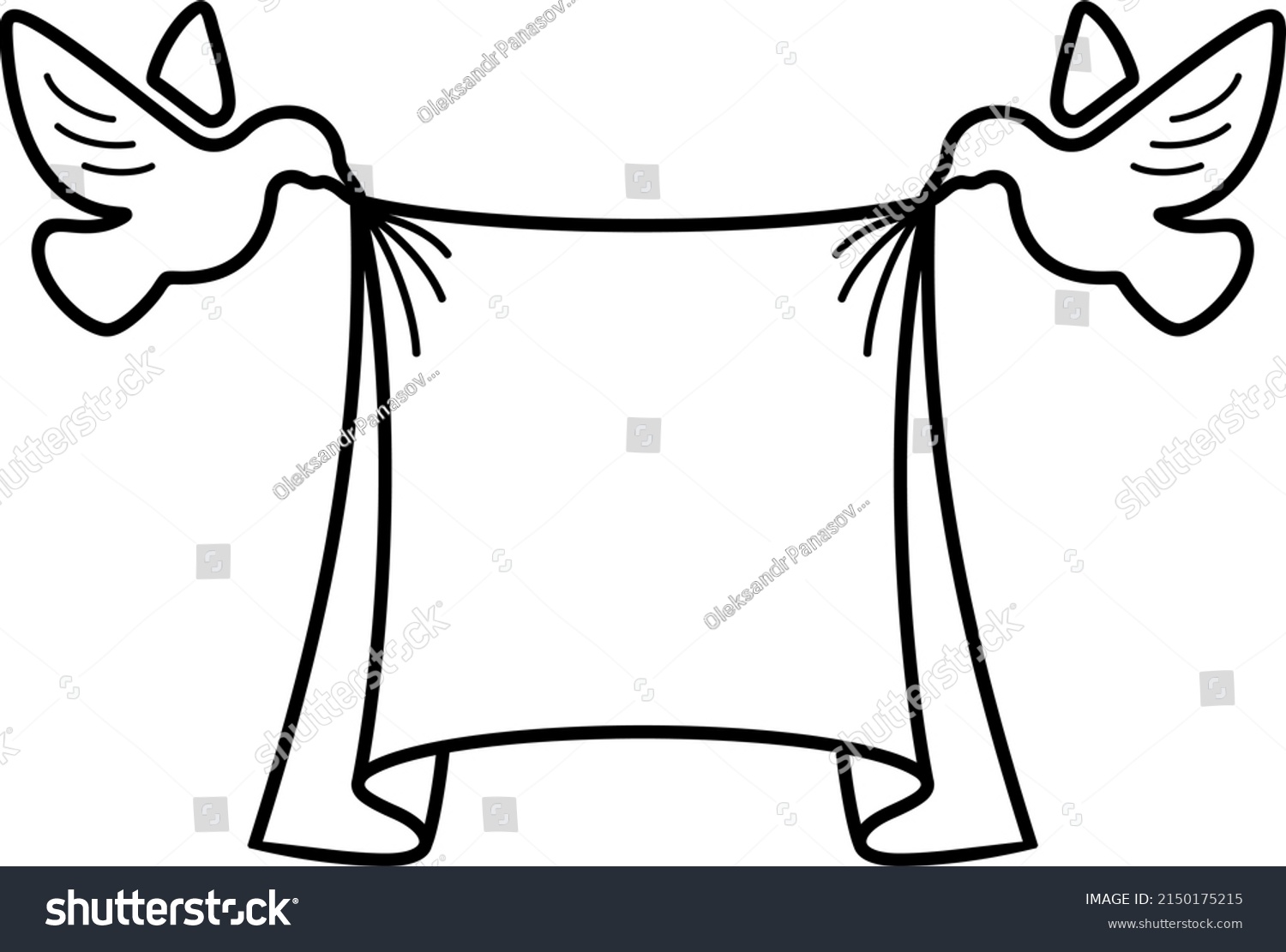 Two Birds Holding Banner Vector Outline Stock Vector Royalty Free