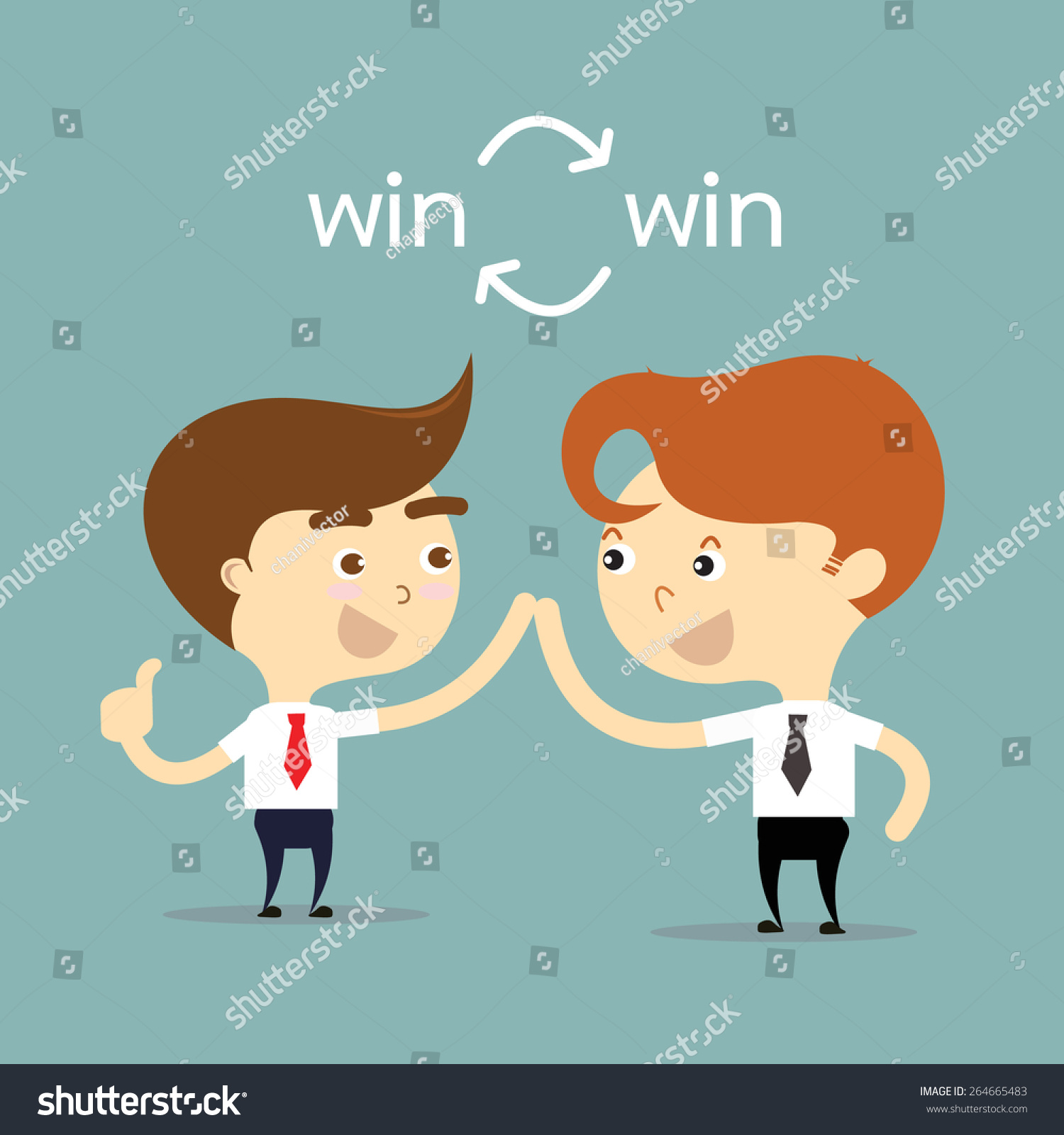 Two Businessman Holding Hands For Equality Of Business With Word Win ...