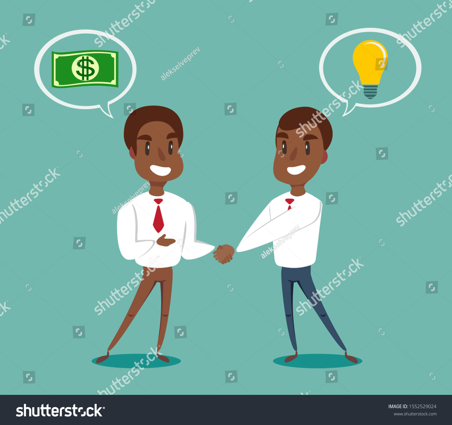 Two Businessmen Shaking Hands Seal Agreement Stock Vector Royalty Free