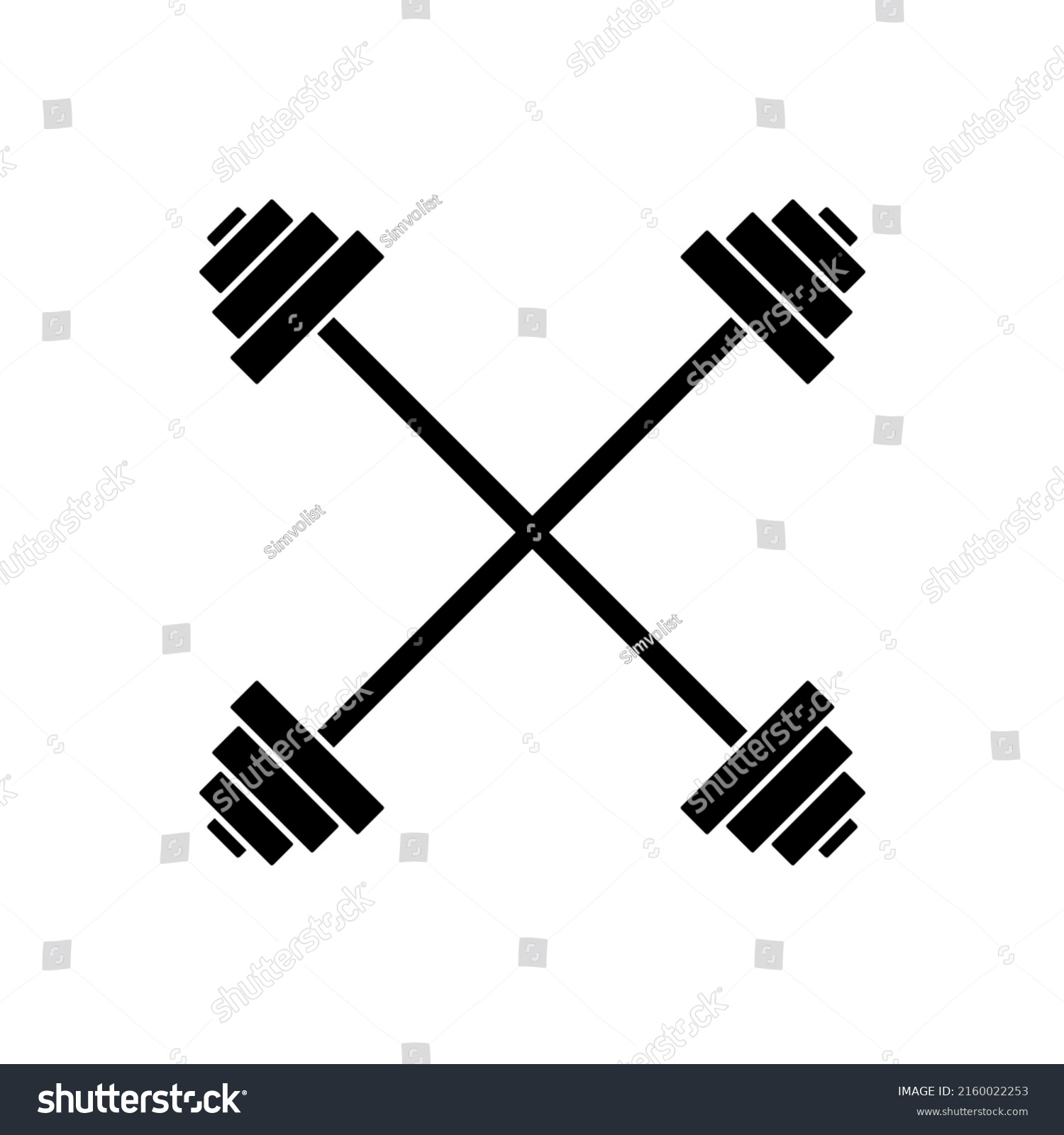 Two Crossed Barbell Isolated Vector Illustration Stock Vector Royalty