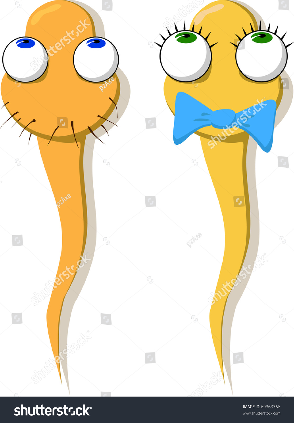 Two Funny Drawn Sperm A Girl And A Boy Vector 69363766 Shutterstock 9974