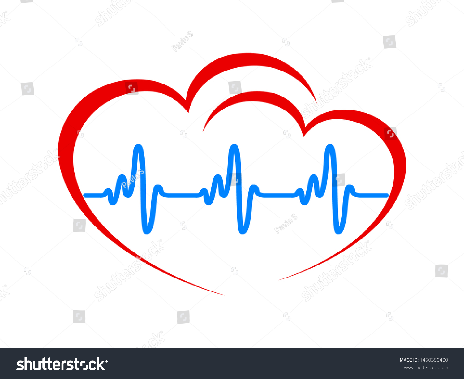 Two Heart Pulse One Line Cardiogram Stock Vector Royalty Free 1450390400