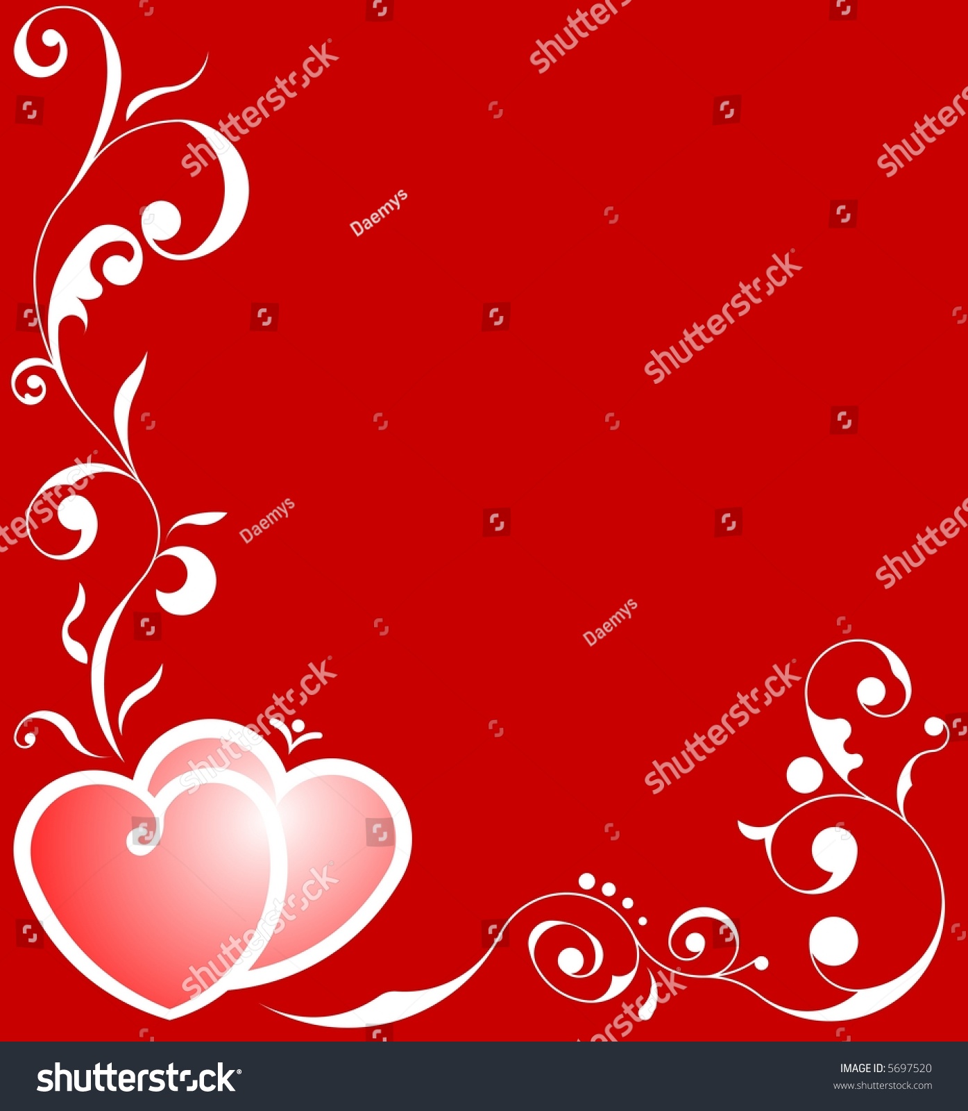 Two Hearts With Floral Elements Two Hearts With Floral Elements Stock Vector Illustration