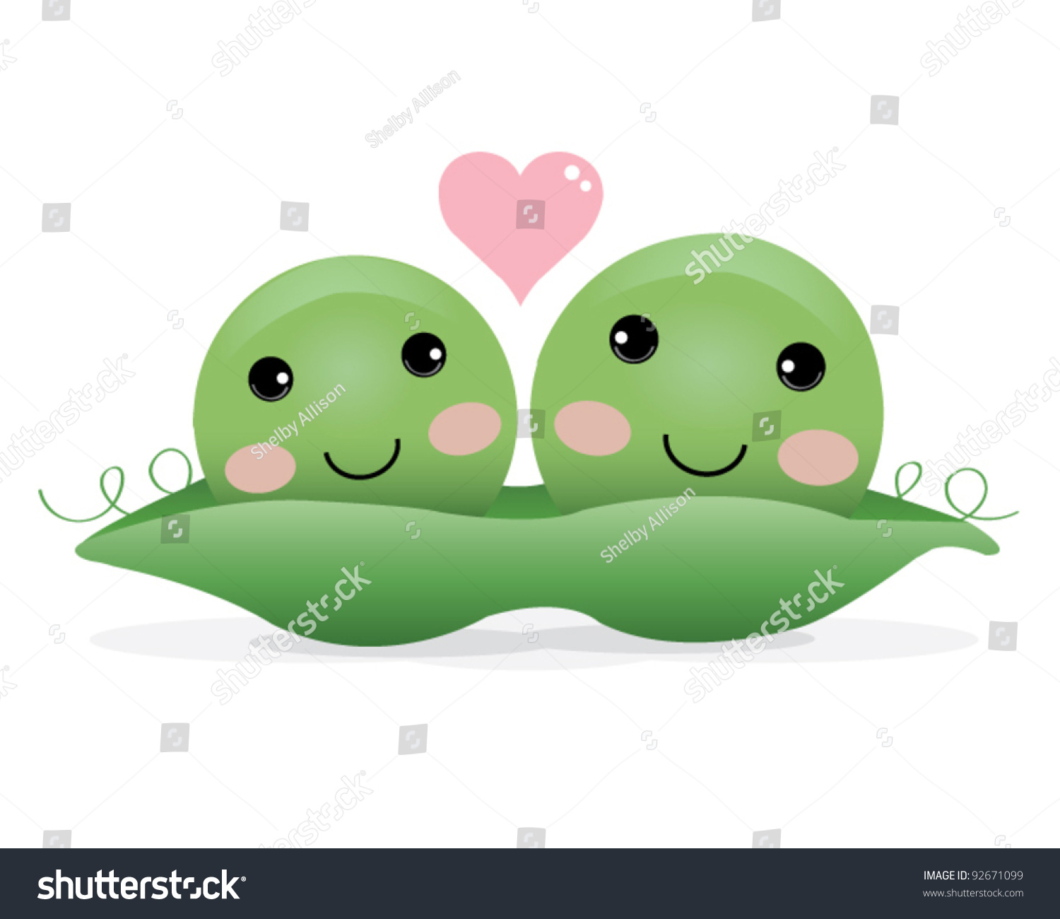 Two Peas Pod Illustration Stock Vector 92671099 Shutterstock