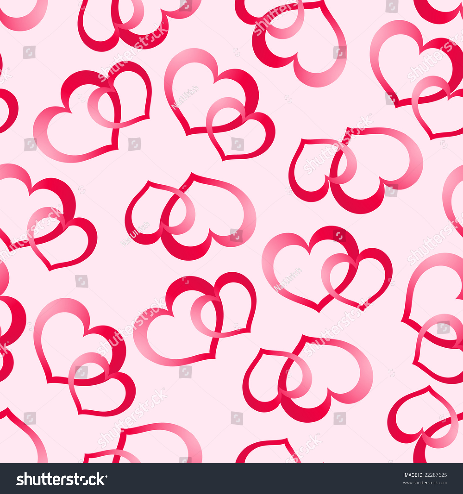 Two Pink Hearts On Rose Background Vector Seamless Illustration