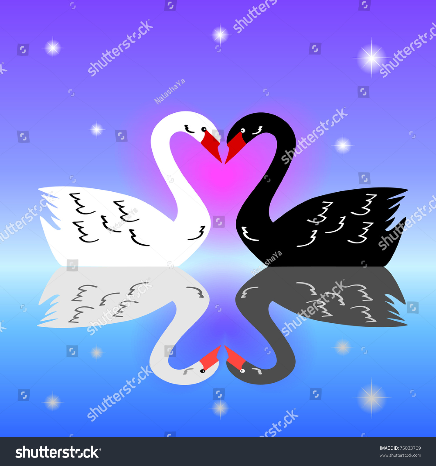 Two Swans In Love Stock Vector Illustration 75033769 Shutterstock