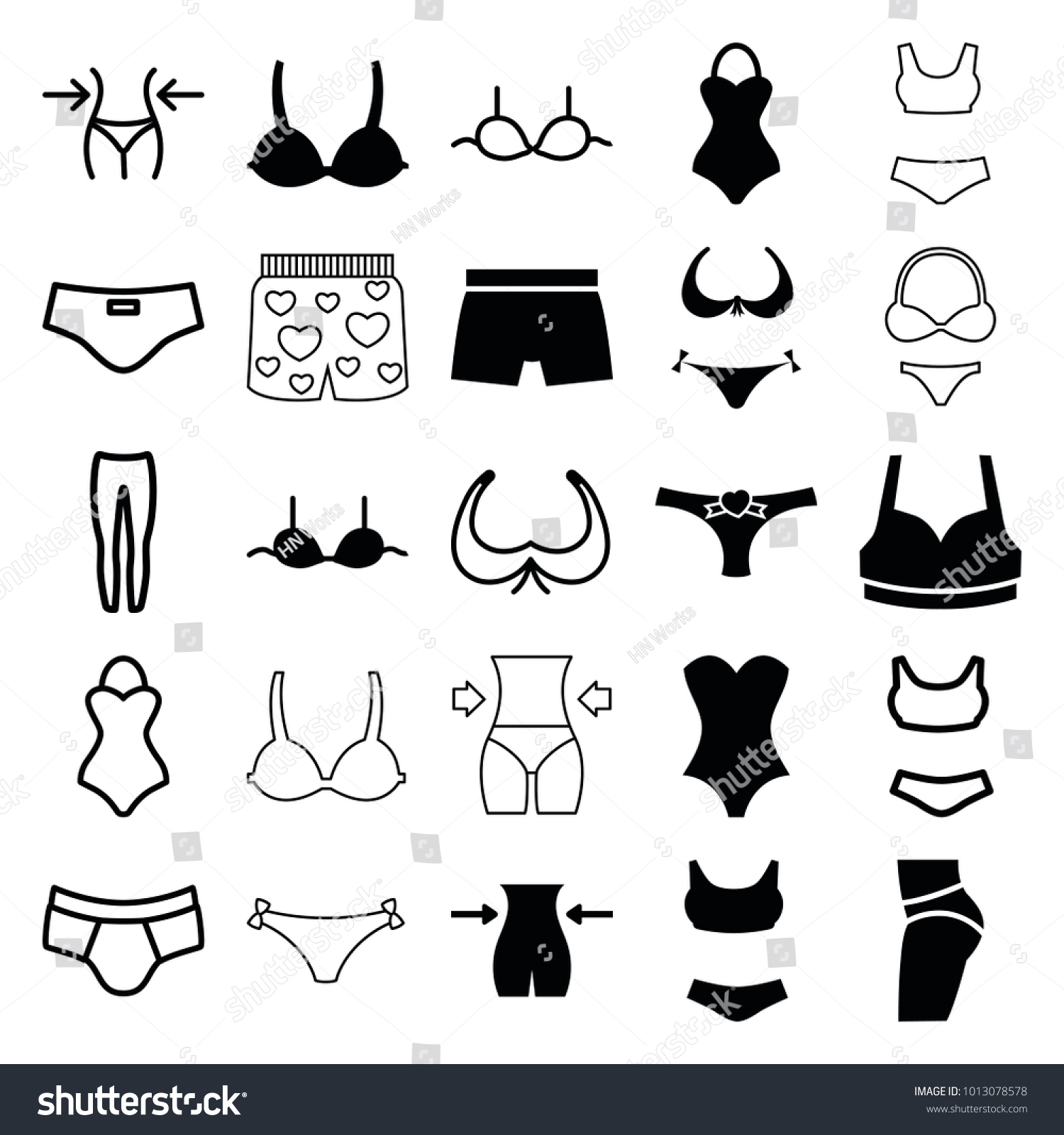 Underwear Icons Set Editable Filled Stock Vector Royalty Free