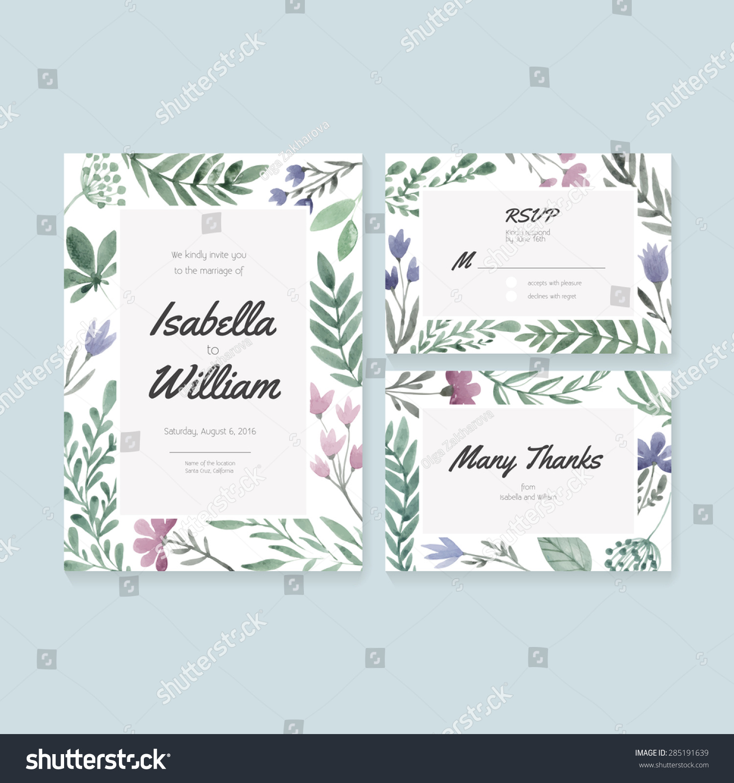 Unique Gentle Vector Wedding Cards Template With ...