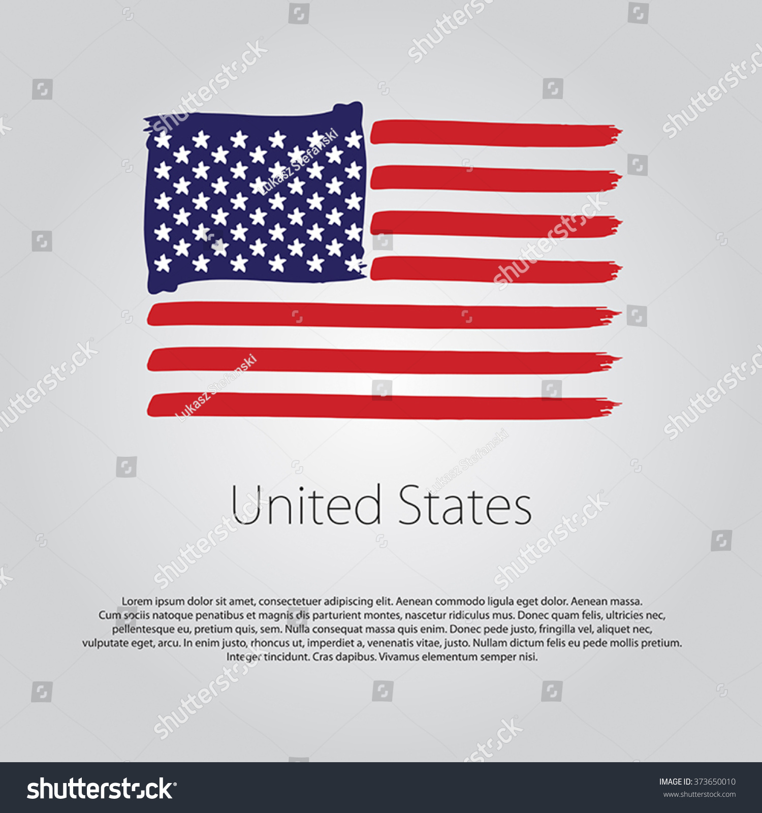 United States Flag With Colored Hand Drawn Lines In Vector Format