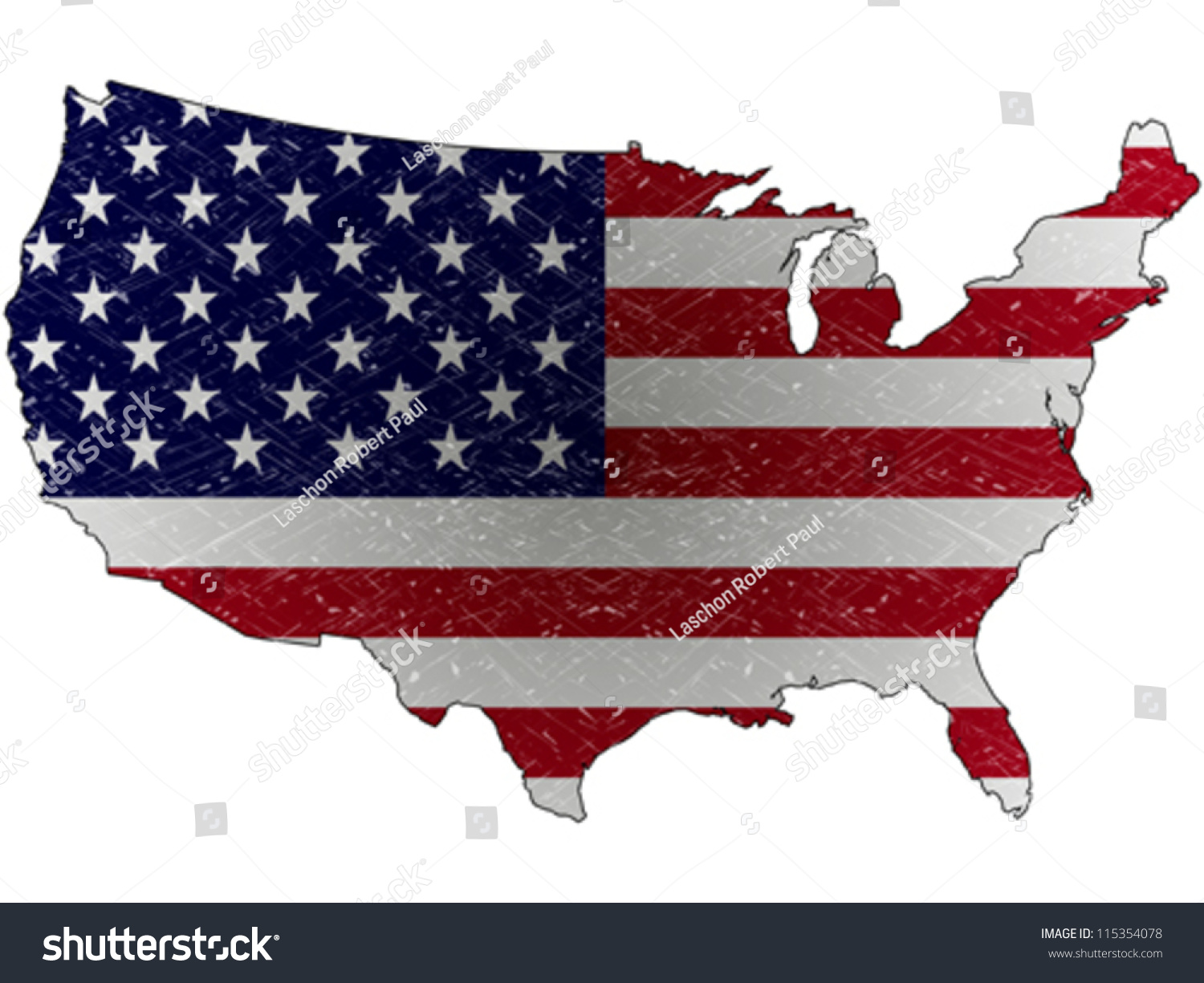 United States Grunge Map Flag Against Stock Vector