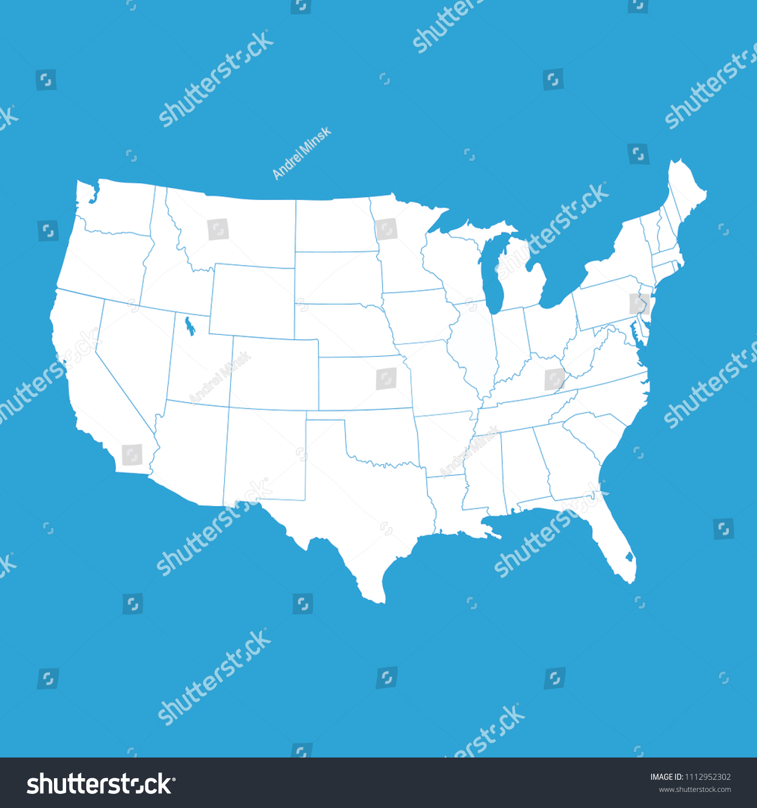 Vektor Stok United States America Map Usa Tanpa Royalti 1112952302