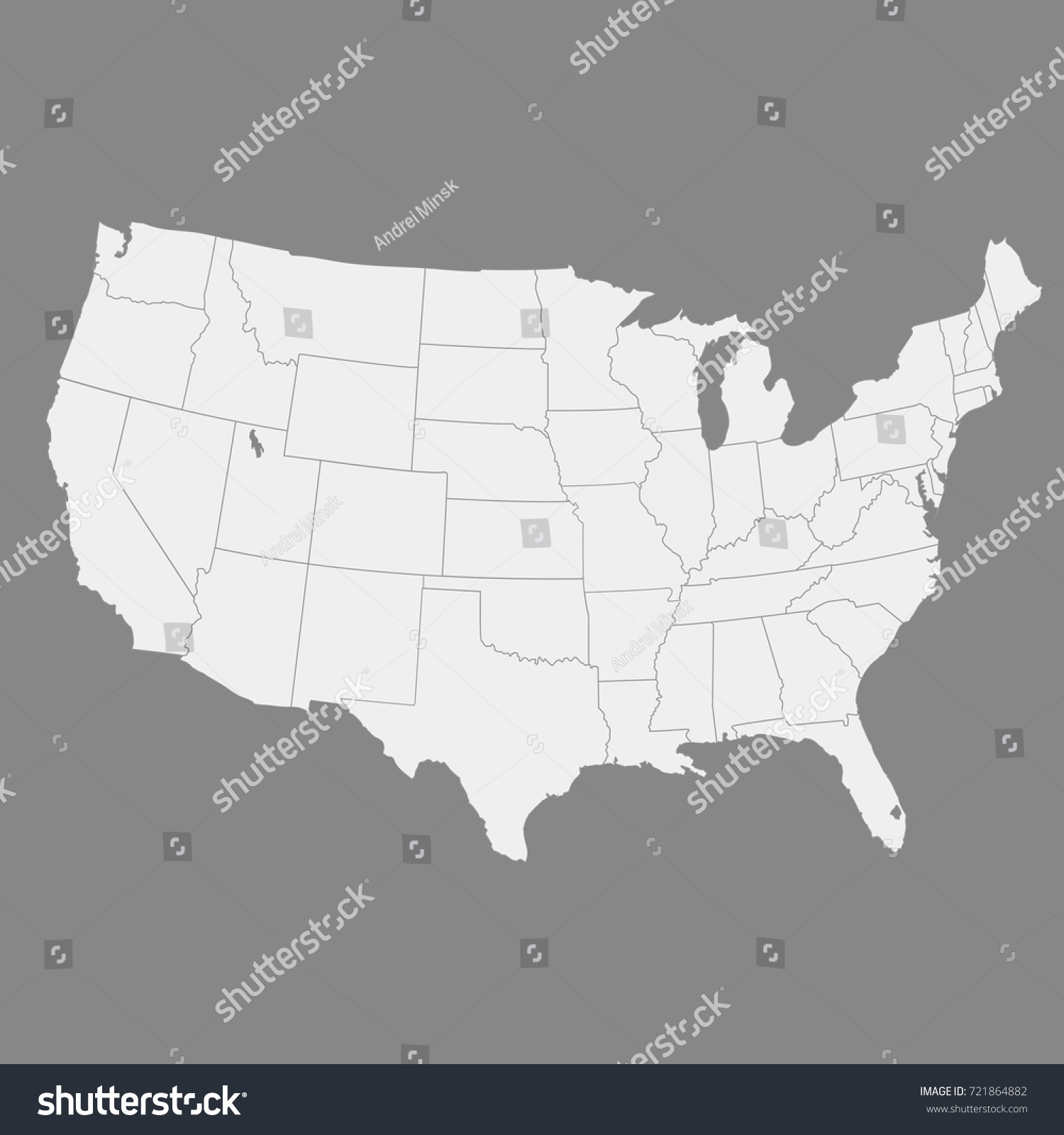 Vektor Stok United States America Map Usa Tanpa Royalti