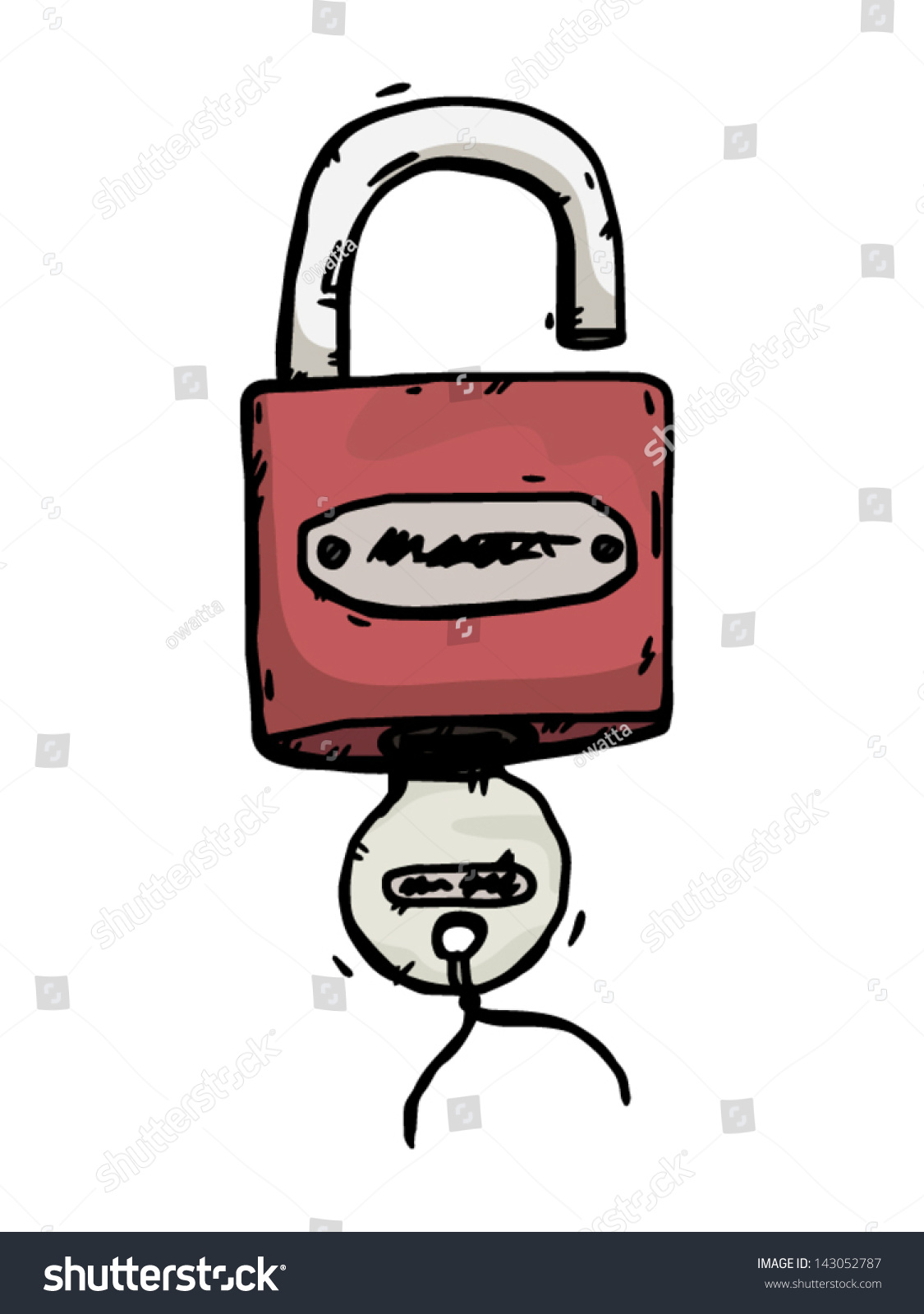 Unlock, Padlock And Key / Cartoon Vector And Illustration, Hand Drawn