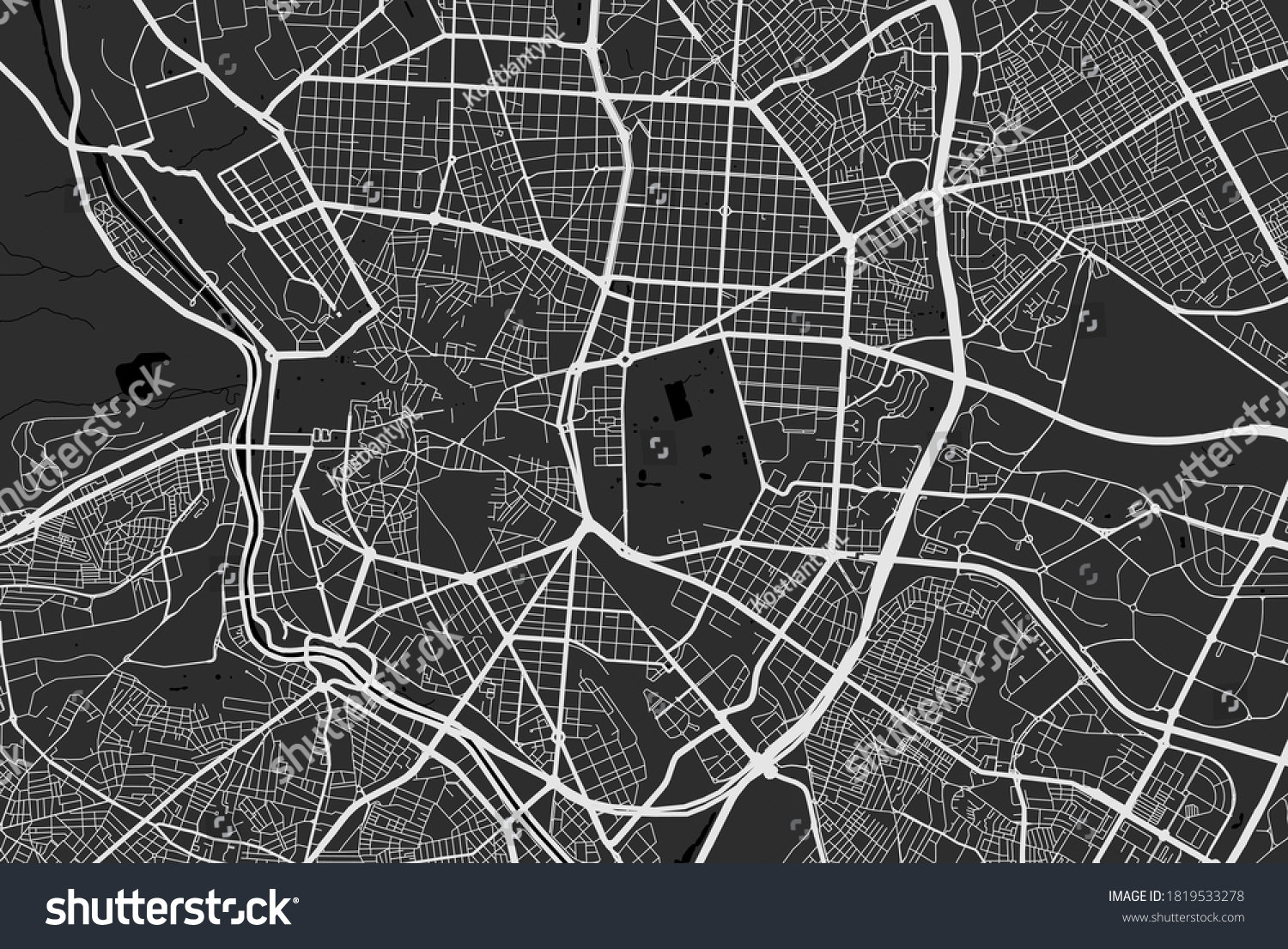 Mapa urbano de Madrid Ilustración vectorial vector de stock libre de regalías