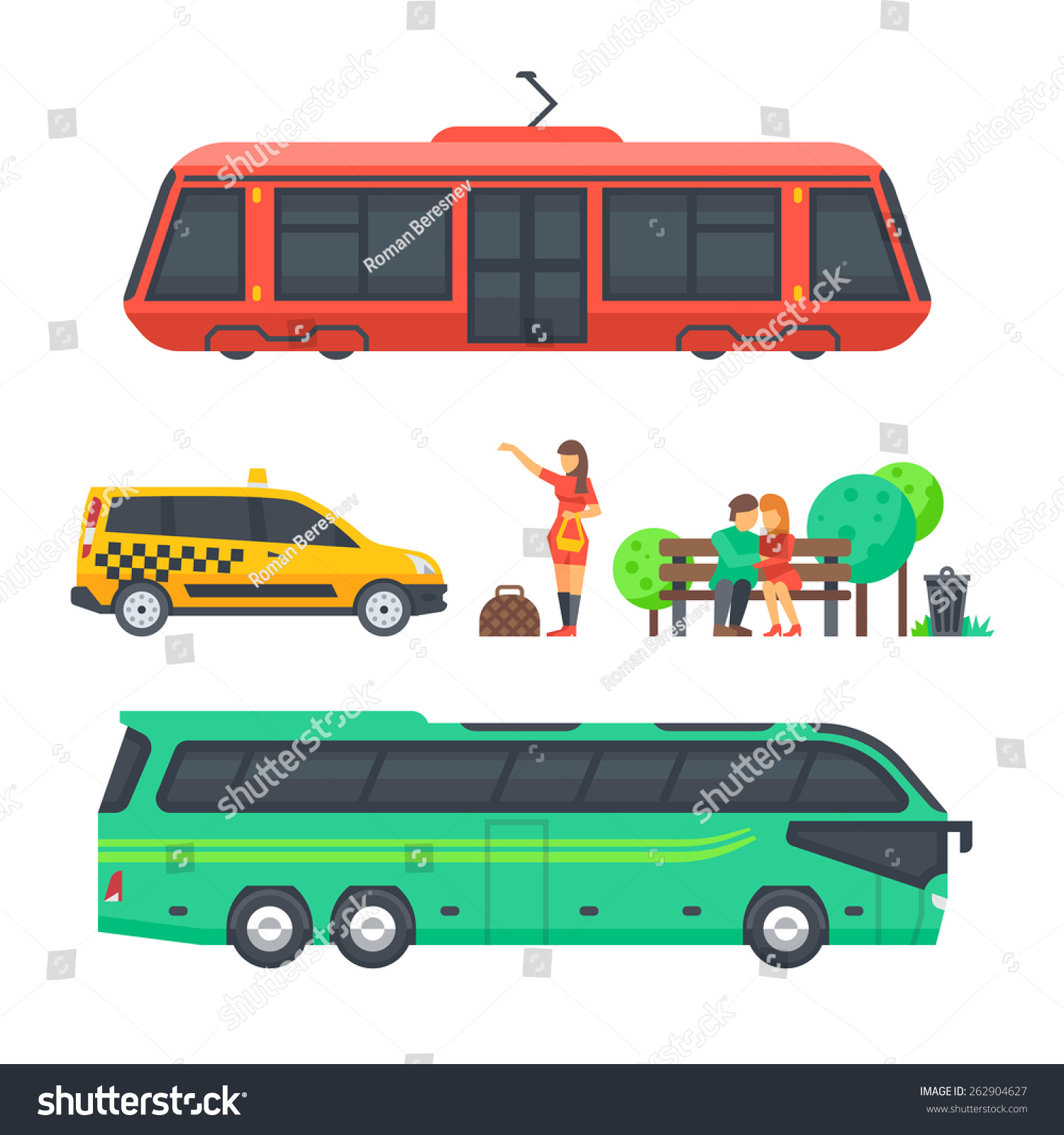 Urban Surface Transportation and passengers Tram taxi and bus Urban Surface Transportation and passengers Tram taxi and bus