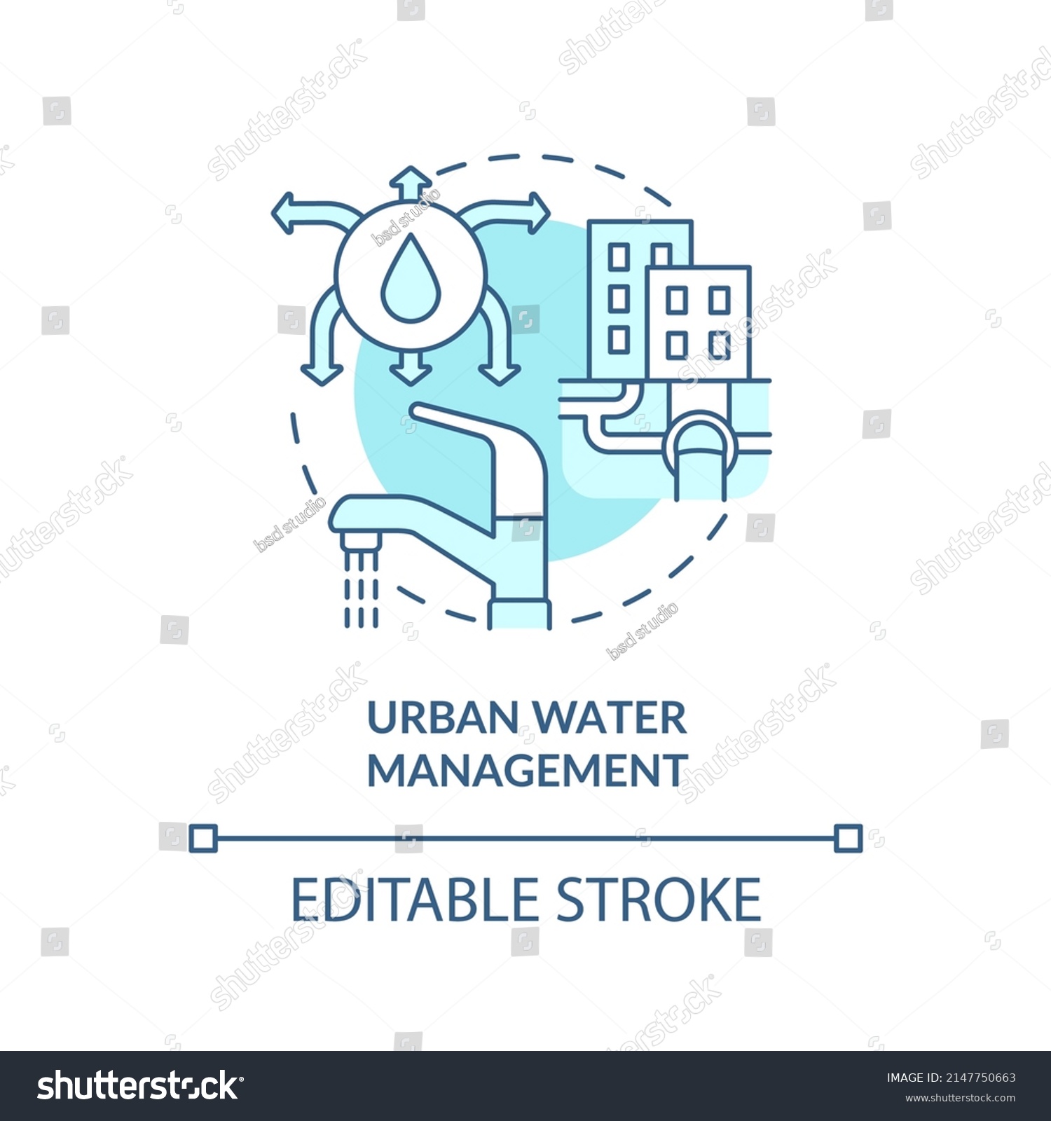 Urban Water Management Turquoise Concept Icon Stock Vector Royalty