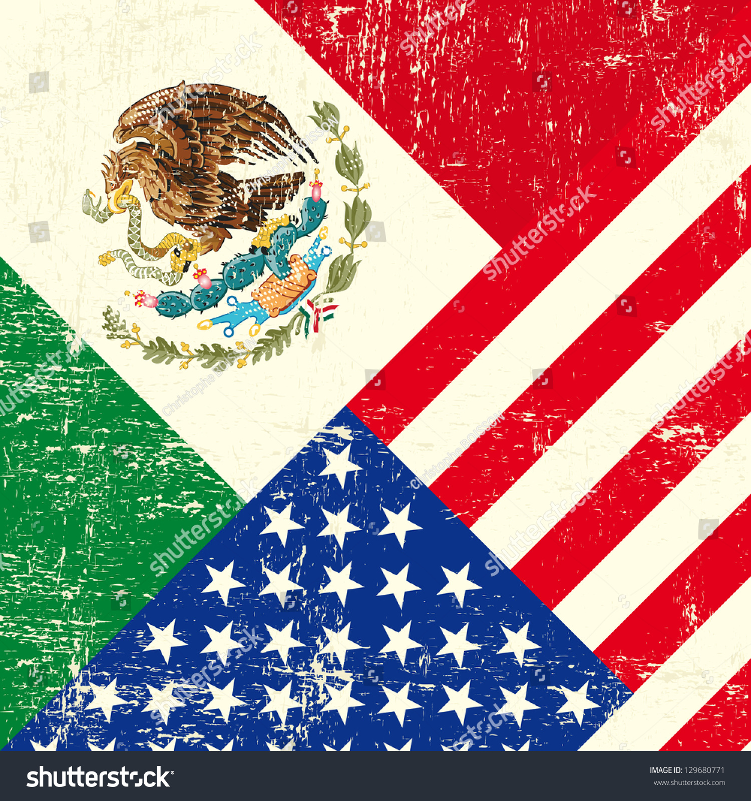 Usa Mexican Grunge Flag Stock Vector 129680771 - Shutterstock