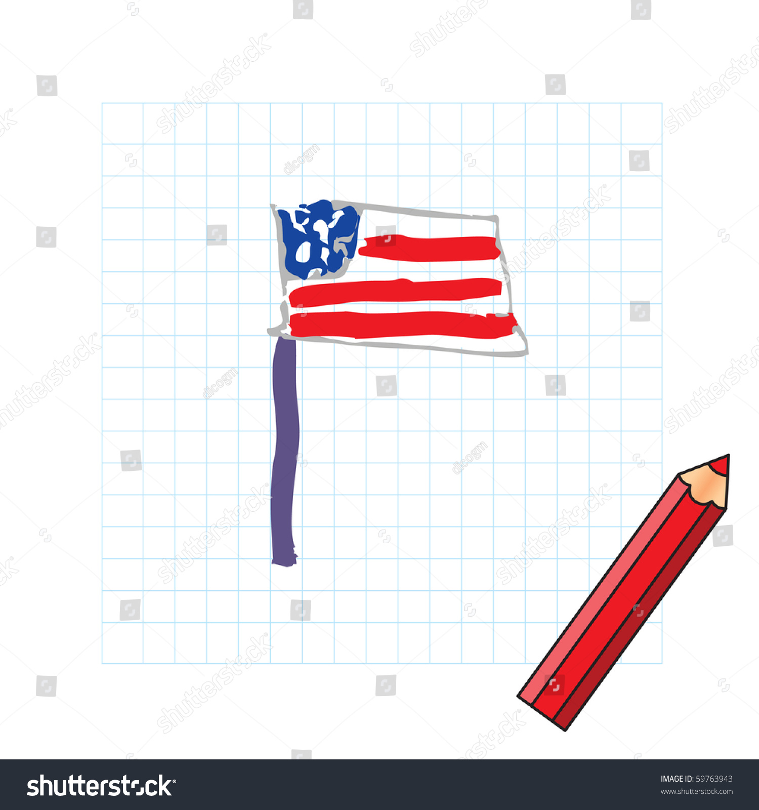 Usa Flag Kids Drawing Stock Vector Illustration 59763943 : Shutterstock