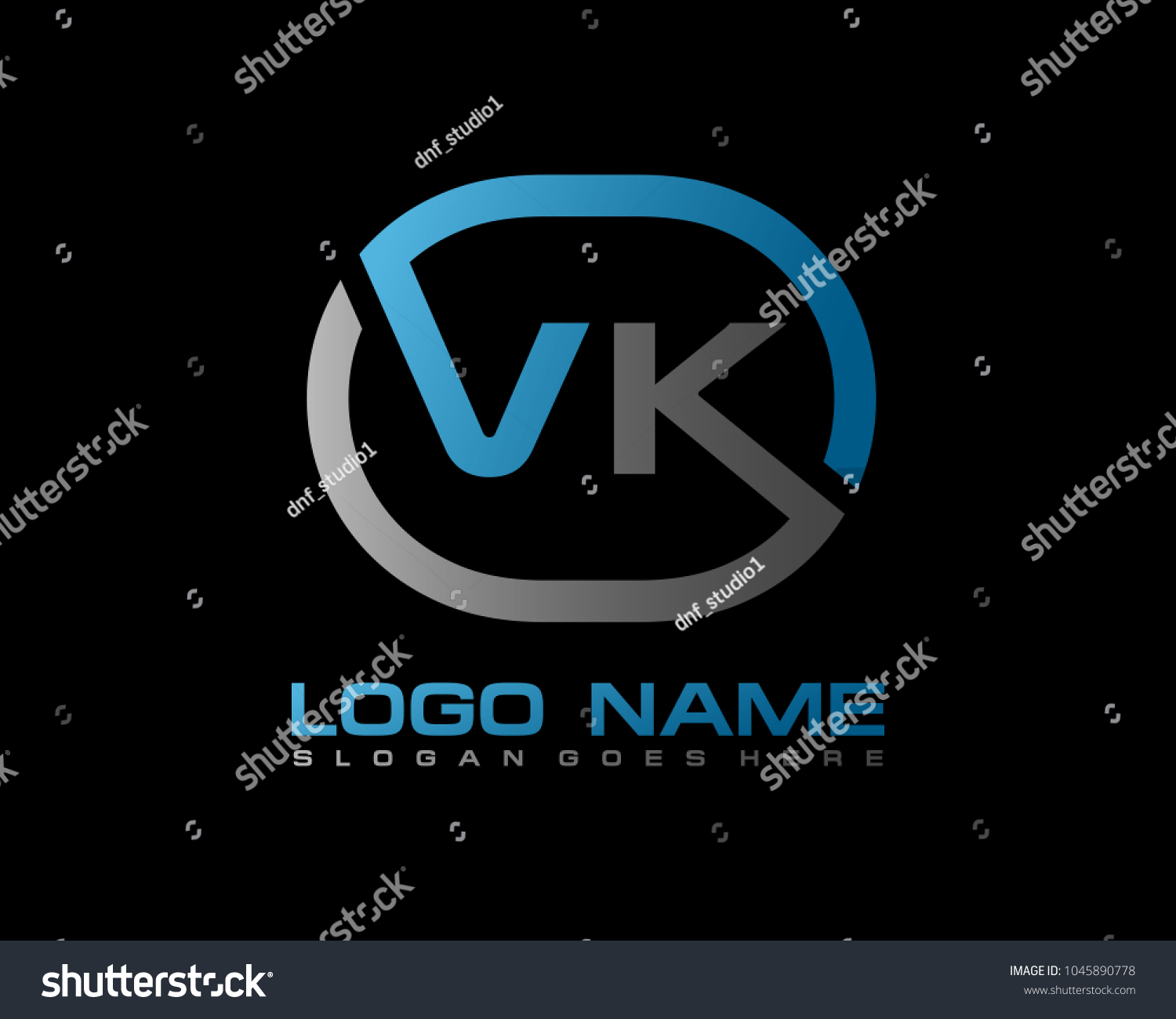 V K Initial Circle Logo Template Stock Vector Royalty Free 1045890778