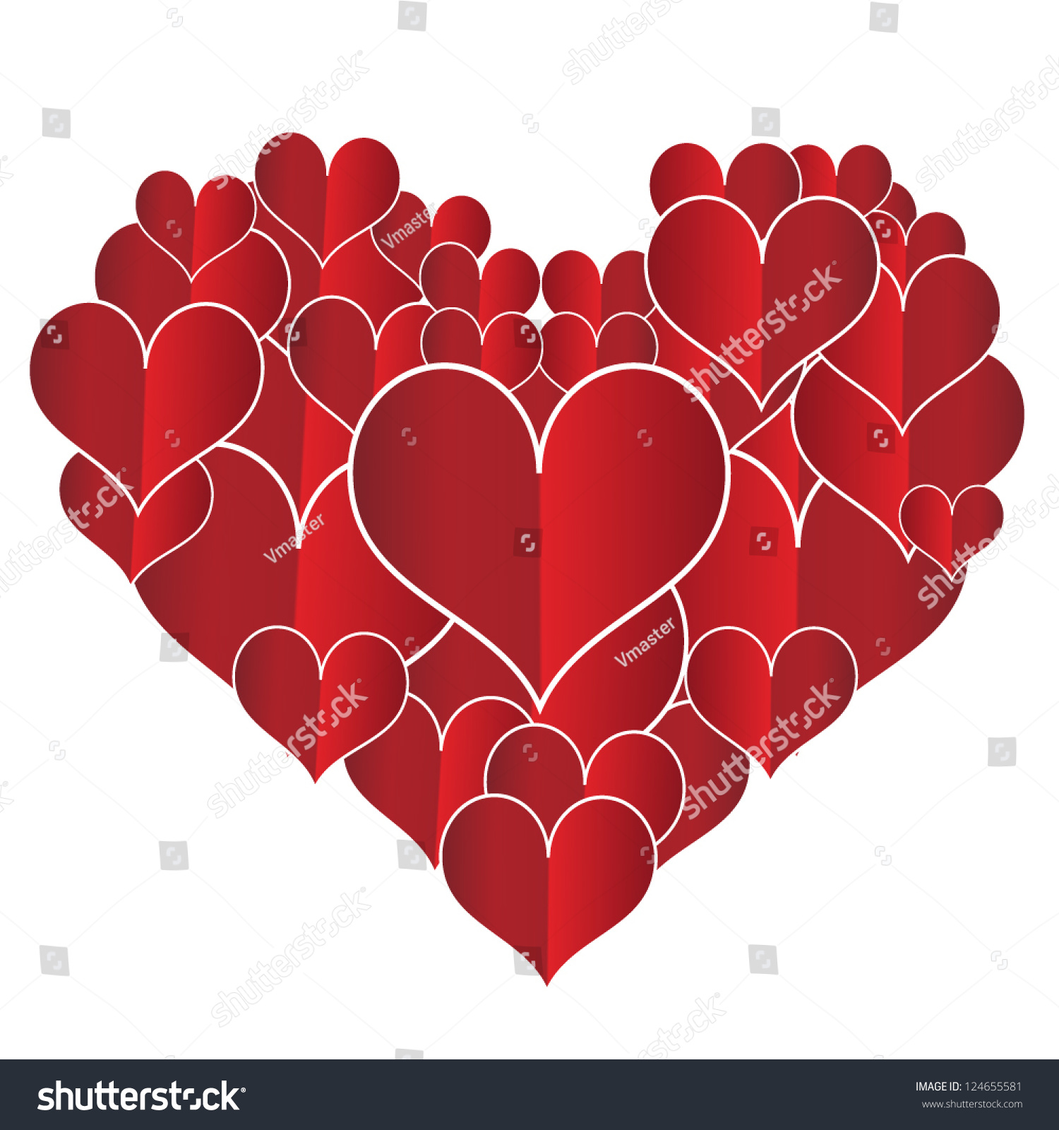 Valentine Day Heart Made Of Small Hearts On Paper Card Stock Vector 