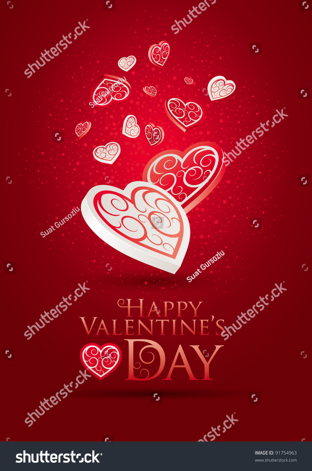 Valentines Day Poster Editable Vector Illustration Stock Vector 91754963 - Shutterstock1061 x 1600