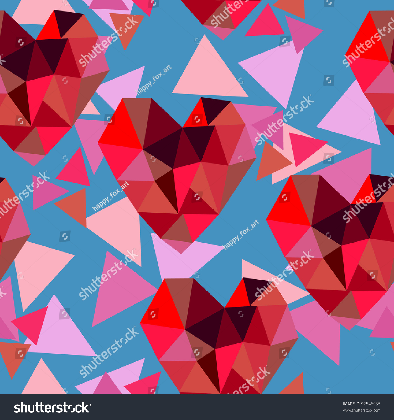 Valentine Seamless Texture With Hearts Of Triangles Stock Vector