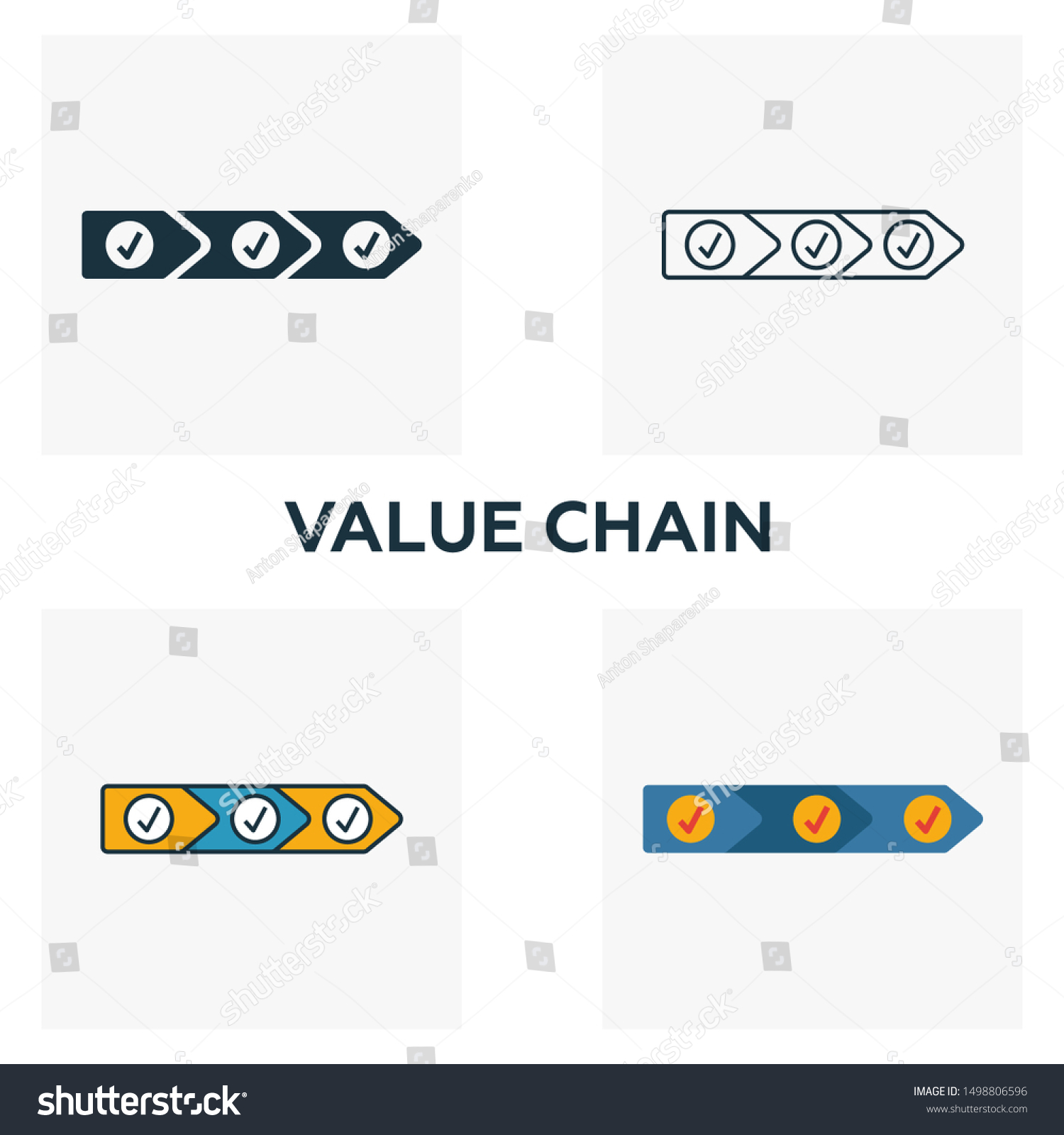 Value Chain Icon Set Four Elements Stock Vector Royalty Free 1498806596