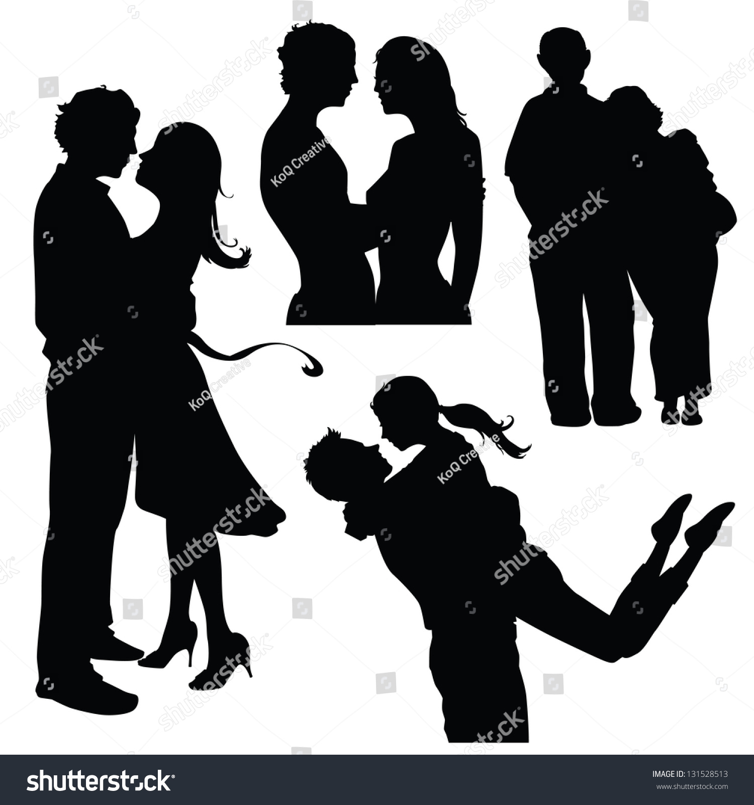 Various Couples Love Silhouettes Stock Vector 131528513 Shutterstock