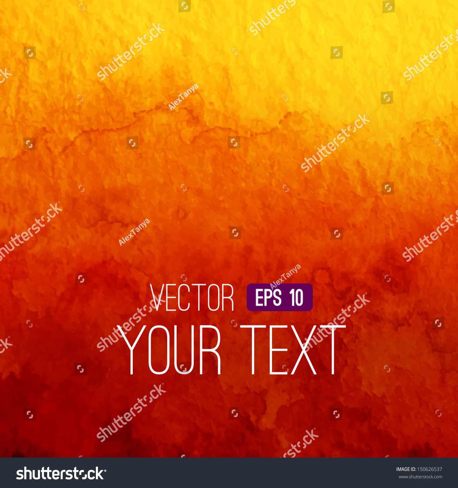 Vector Abstract Watercolor Backgroun Orange Background Stock Vector