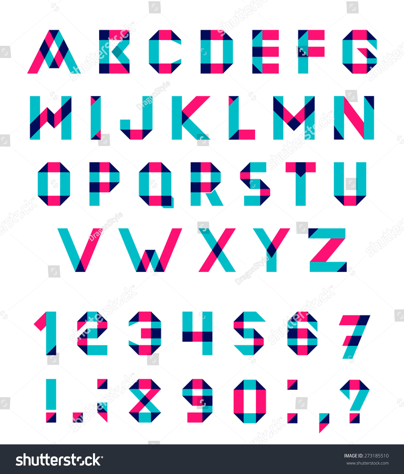 Vector Alphabet Set Fun Geometric Font Stock Vector 273185510