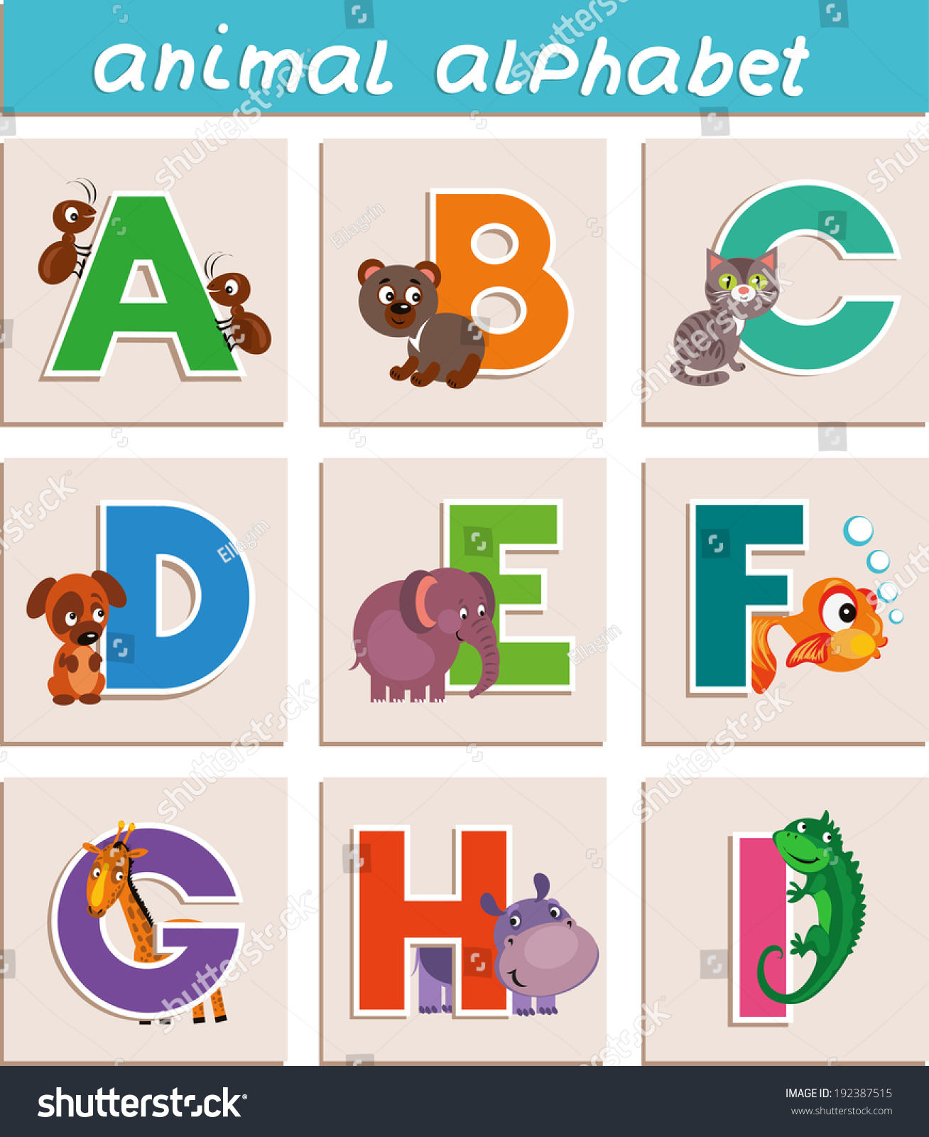 Vector Animal Alphabet. Letter 