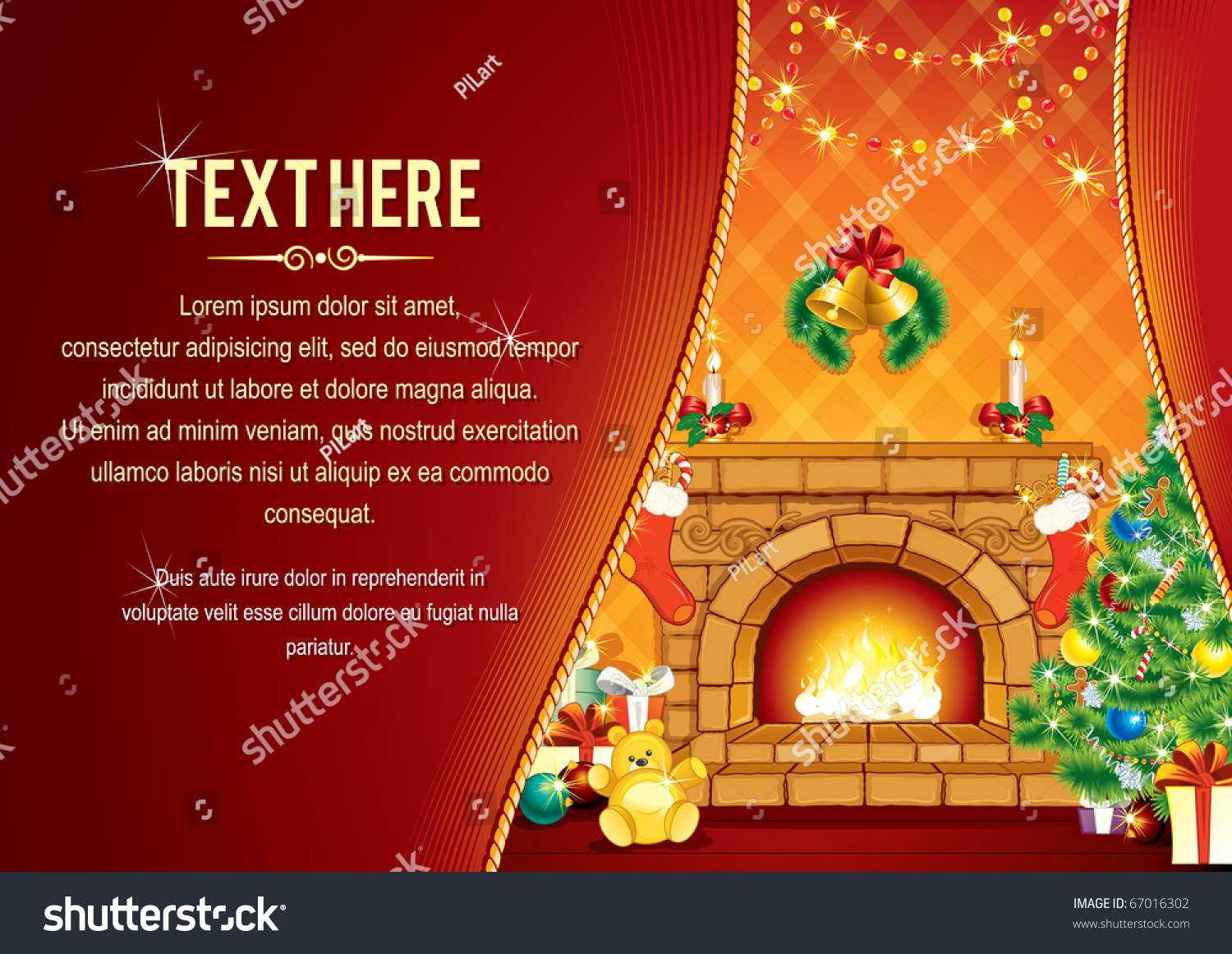 Vector Background Decorated Home Room Christmas Stock Vector 67016302 - Shutterstock