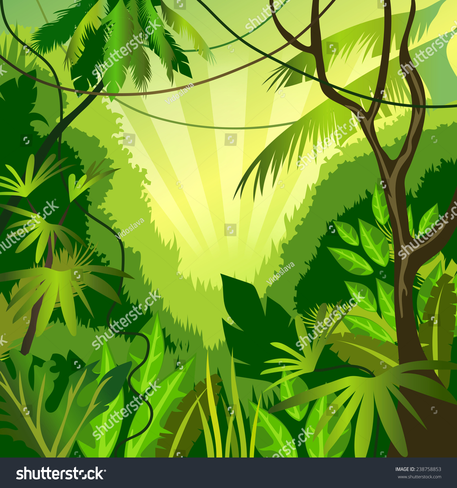 Vector Background With Jungle - 238758853 : Shutterstock