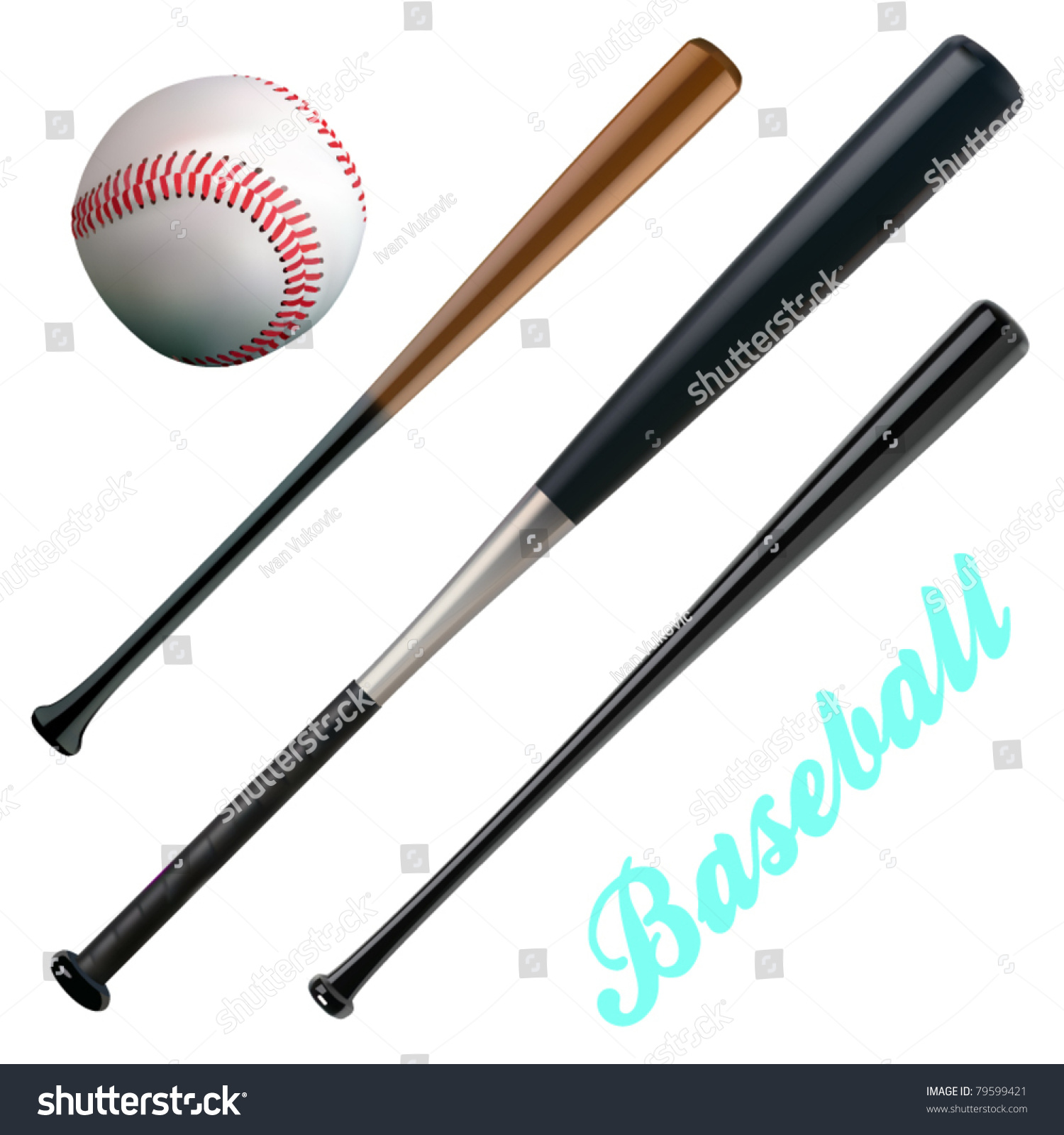 Vector Baseball And Bats - 79599421 : Shutterstock